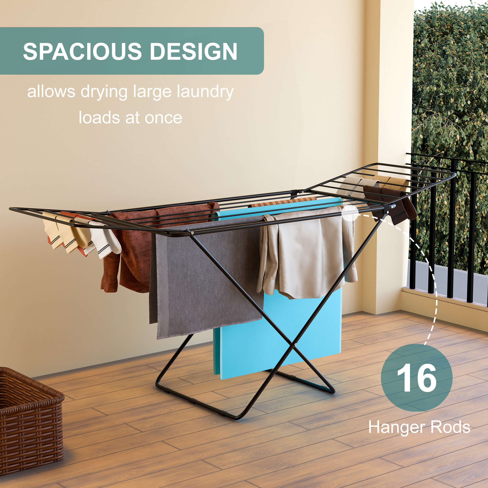 Extra Strong 58 Kg foldable Metal Clothes Drying Stand for Indoor  Outdoor  Laundry Rack Clothes Dryer Stand for Adult  Kid Cloth  Black