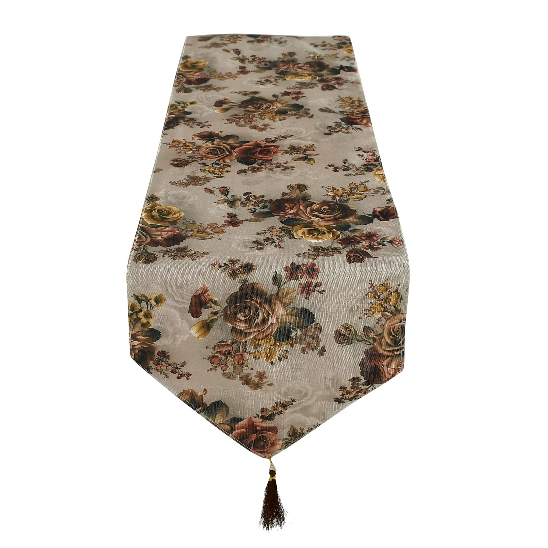 Flower Design Cotton Table Runner for Family Dinners or Gatherings Indoor or Outdoor Parties  Everyday Use 16x68inch Brown