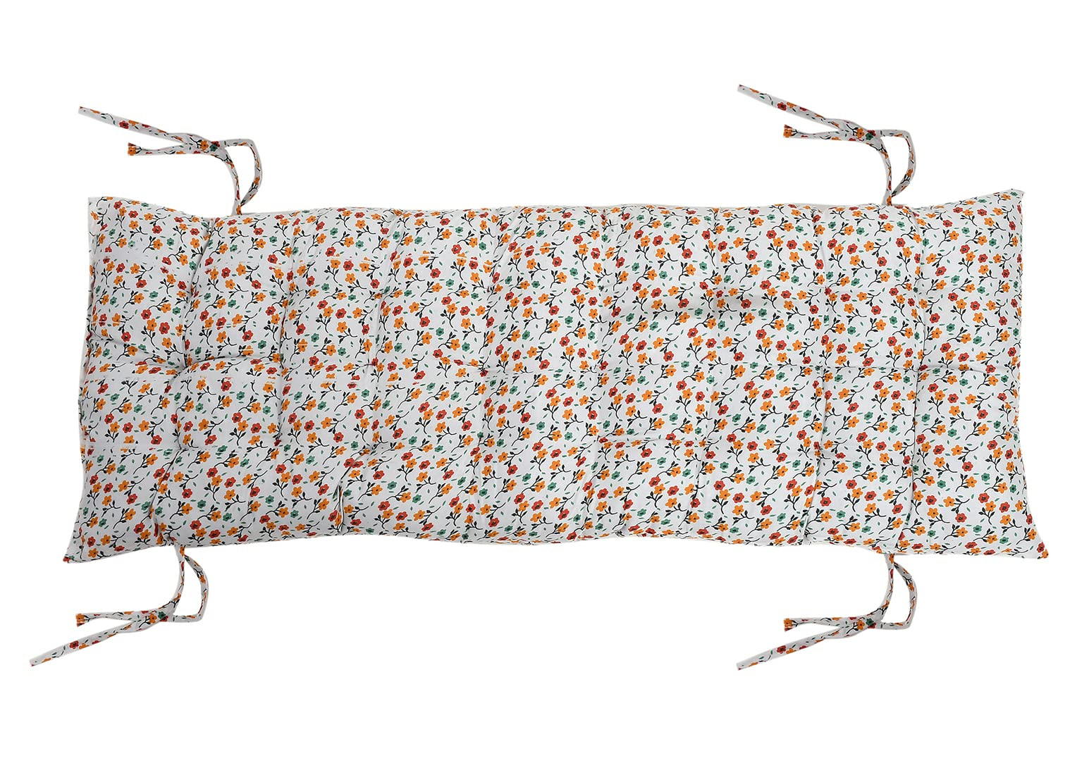 Flower Printed Microfiber Comfortable Soft Long Back  Seat Rocking Chair Lounger Cushion For IndoorOutdoor With Ties 1846 Inch White