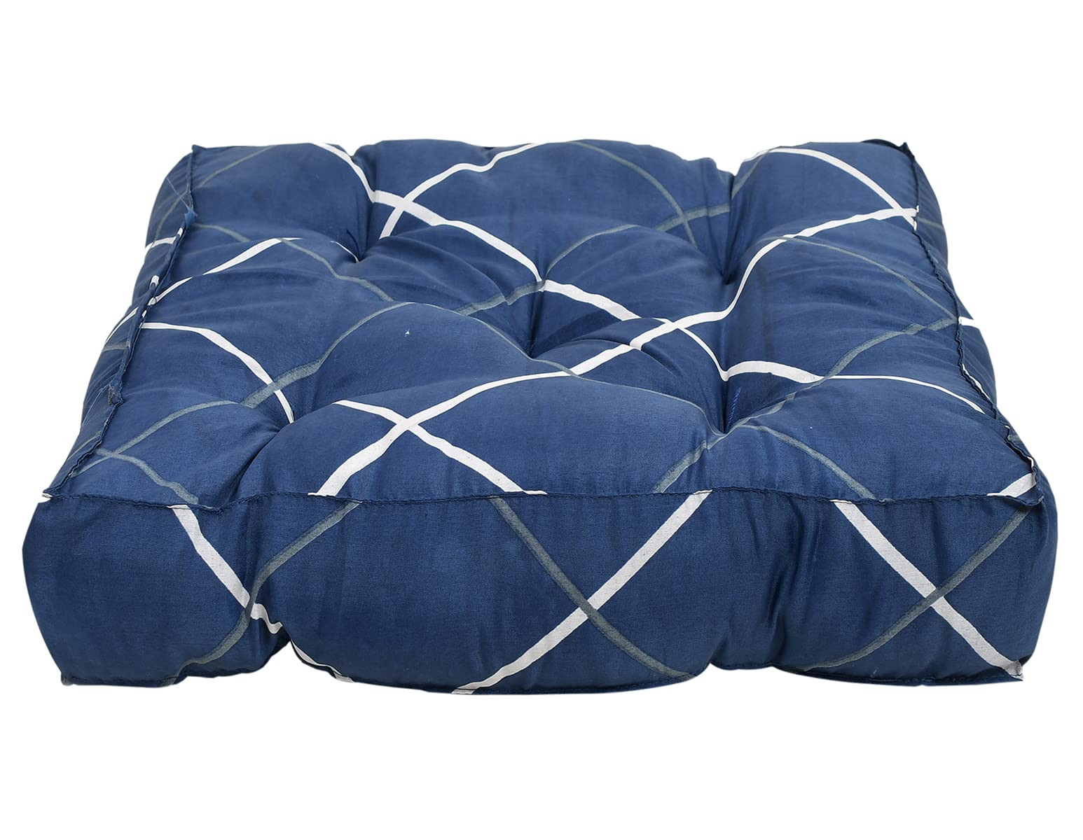 Geomatric Printed Microfiber Square Chair Pad Seat Cushion For Rocking chair Office chair Dinning chair IndoorOutdoor 1818 Inch- Pack of 4 Blue