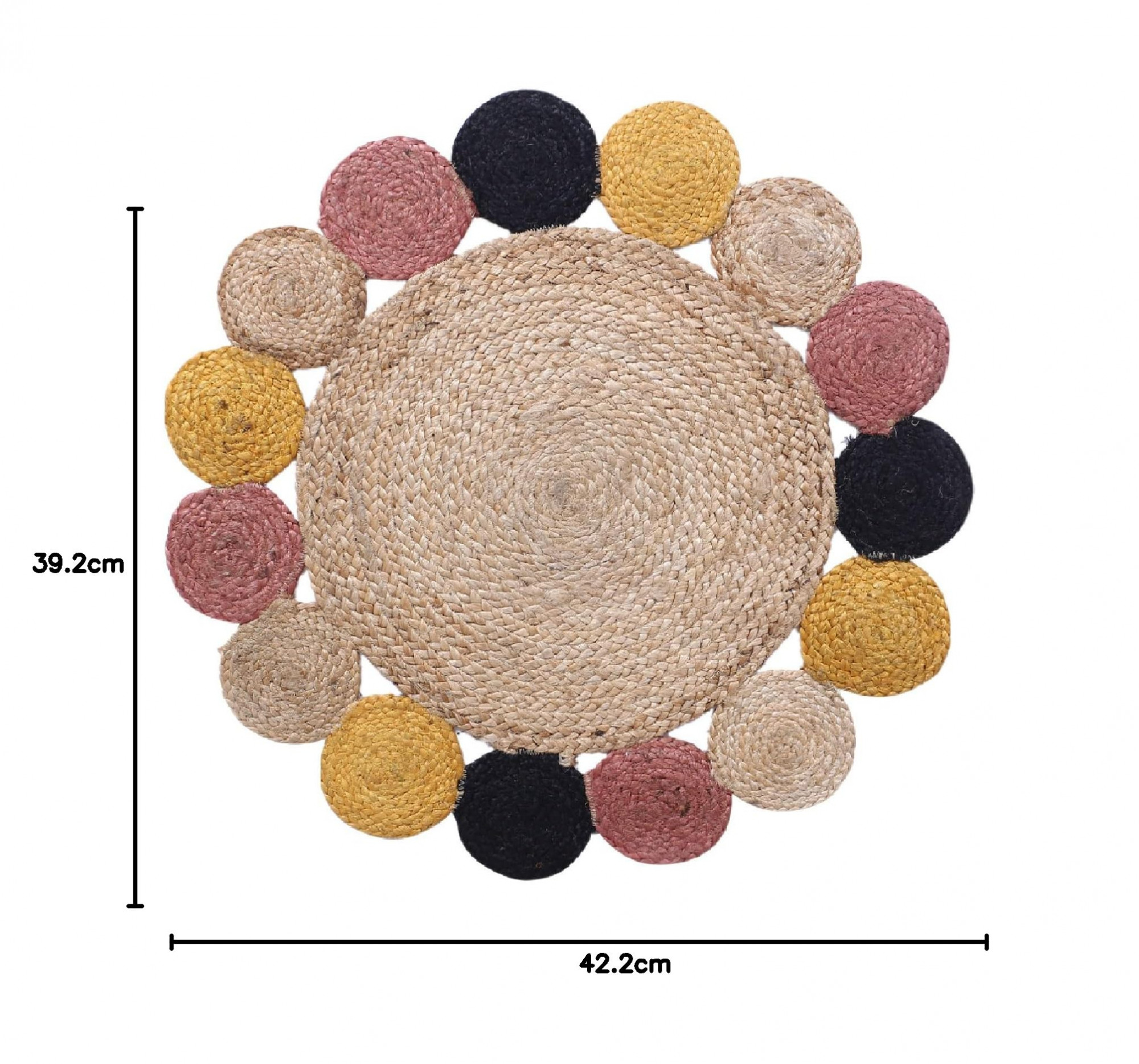 Hand Woven Carpet RugsNatural Solid Braided Jute Door matMulticolor Circle Border For BedroomLiving RoomDining RoomYoga74x74 cmBrown