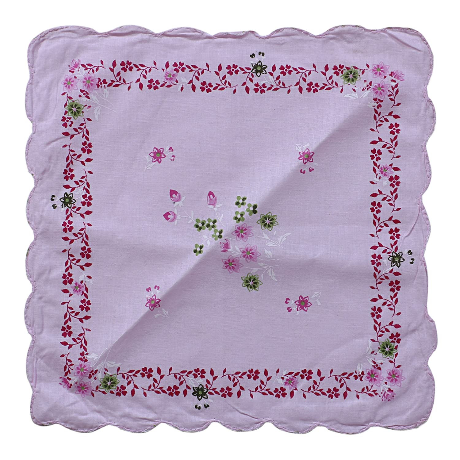 HandkerchiefsLeaf Print Cutwork Soft Cotton Hankies For WomanGirls  Wicking Sweat from HandsFaceSet of 12 Multicolor