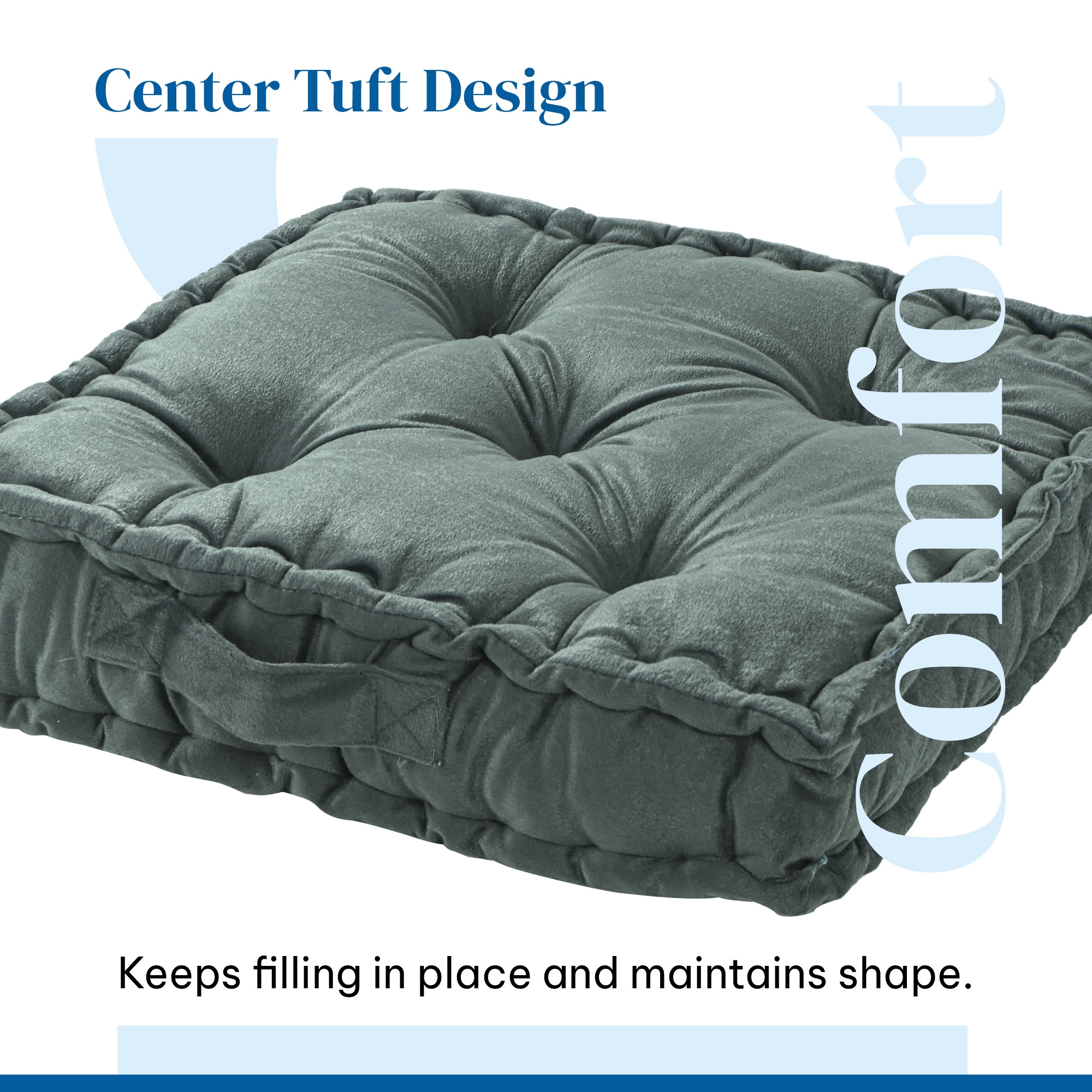 Heavy Velvet Chair Pad for Dining Office  Home  Soft Cushion with Center Tuft  Support for Long Sitting  Grey
