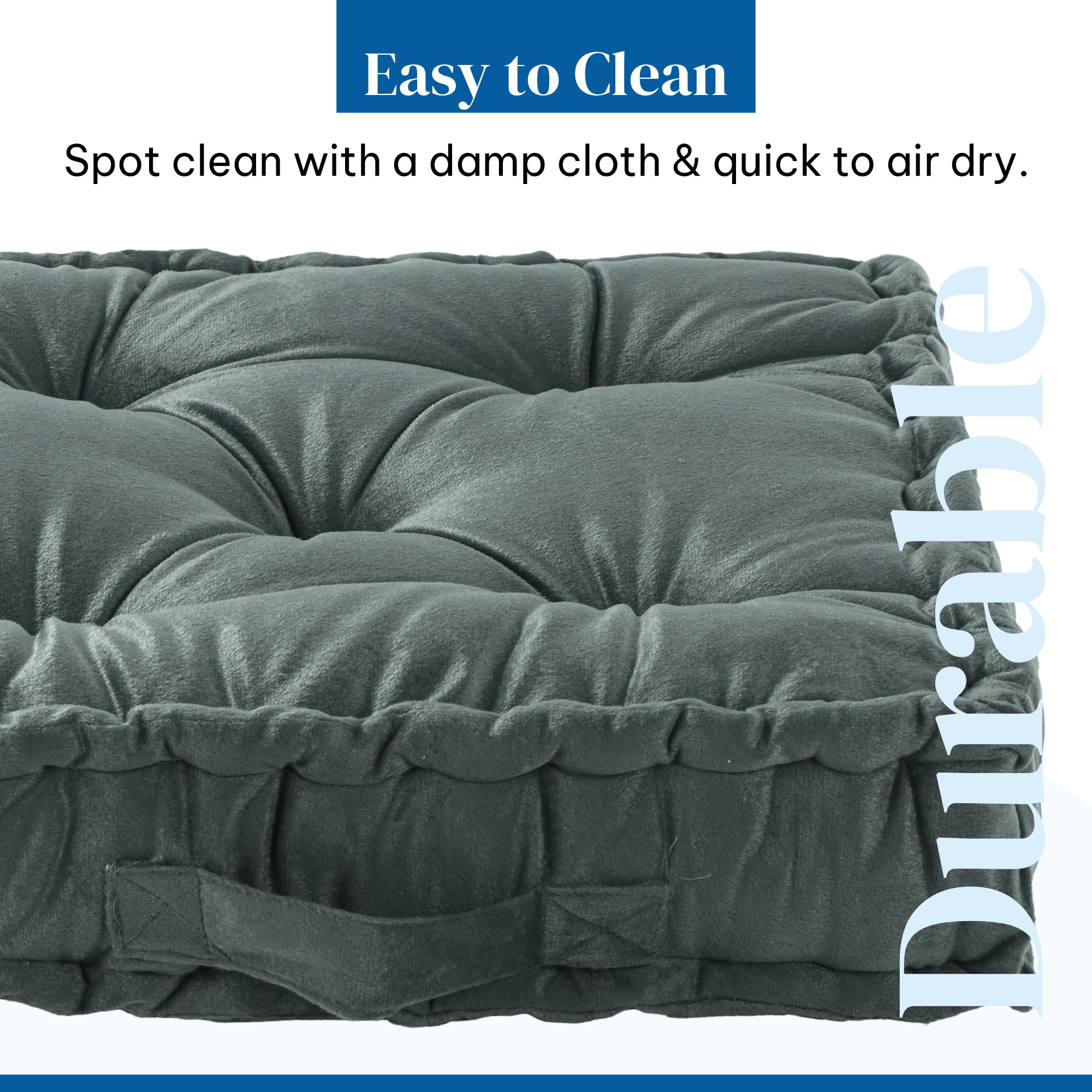 Heavy Velvet Chair Pad for Dining Office  Home  Soft Cushion with Center Tuft  Support for Long Sitting  Grey