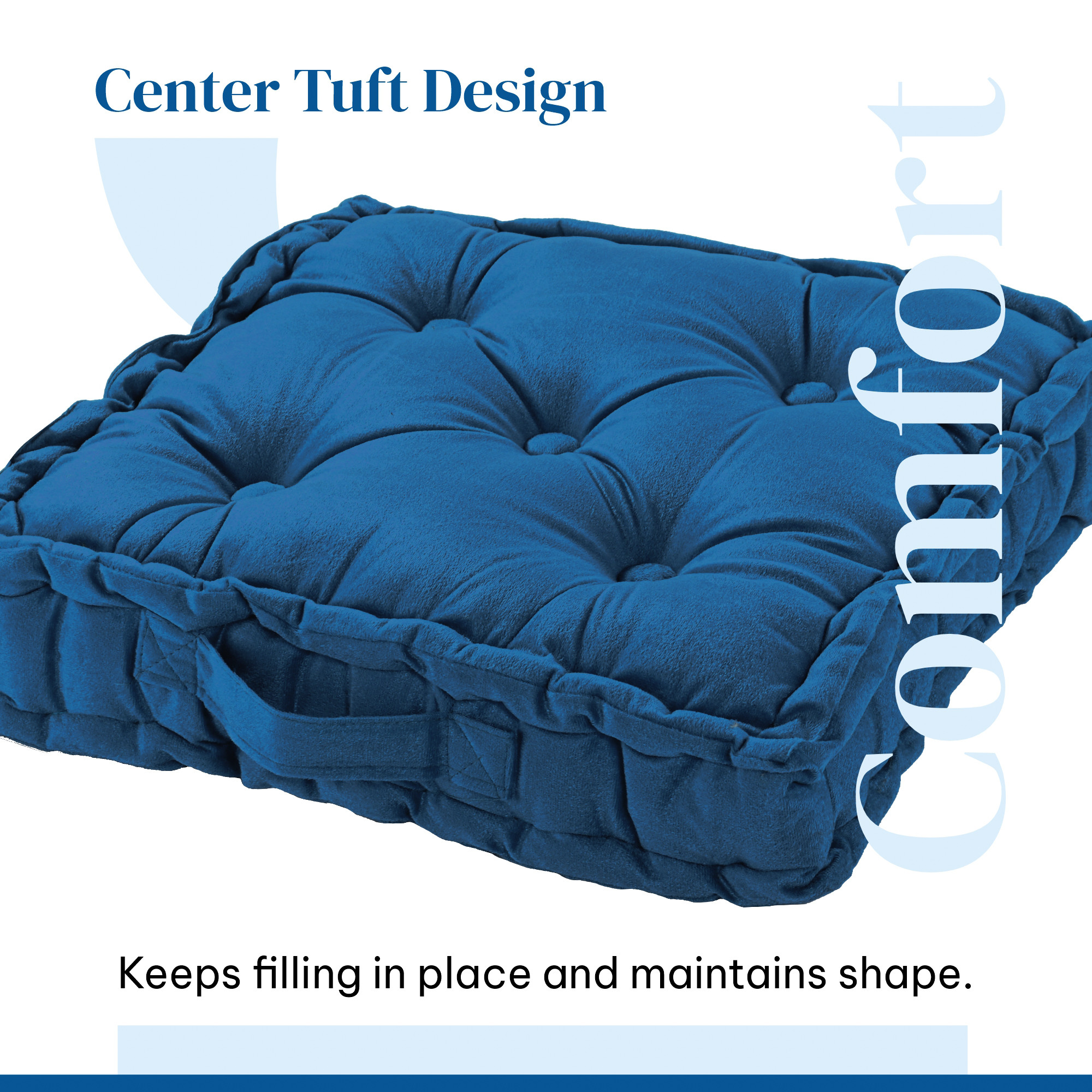 Heavy Velvet Chair Pad for Dining Office  Home  Soft Cushion with Center Tuft  Support for Long Sitting  Navy Blue