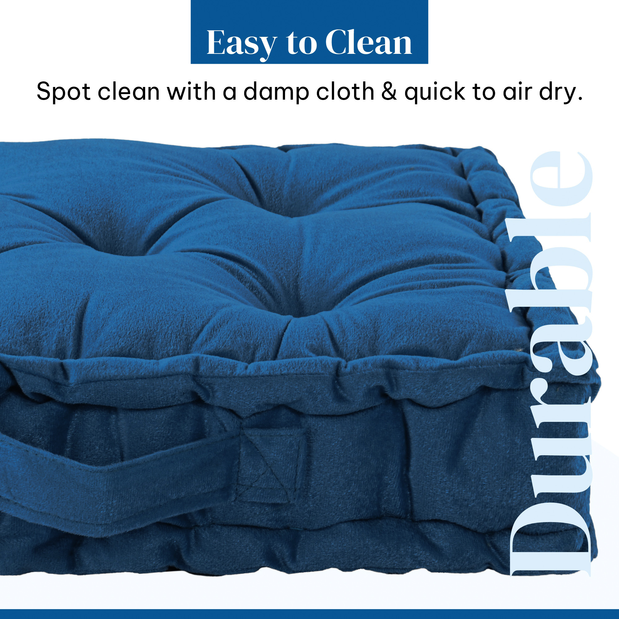 Heavy Velvet Chair Pad for Dining Office  Home  Soft Cushion with Center Tuft  Support for Long Sitting  Navy Blue