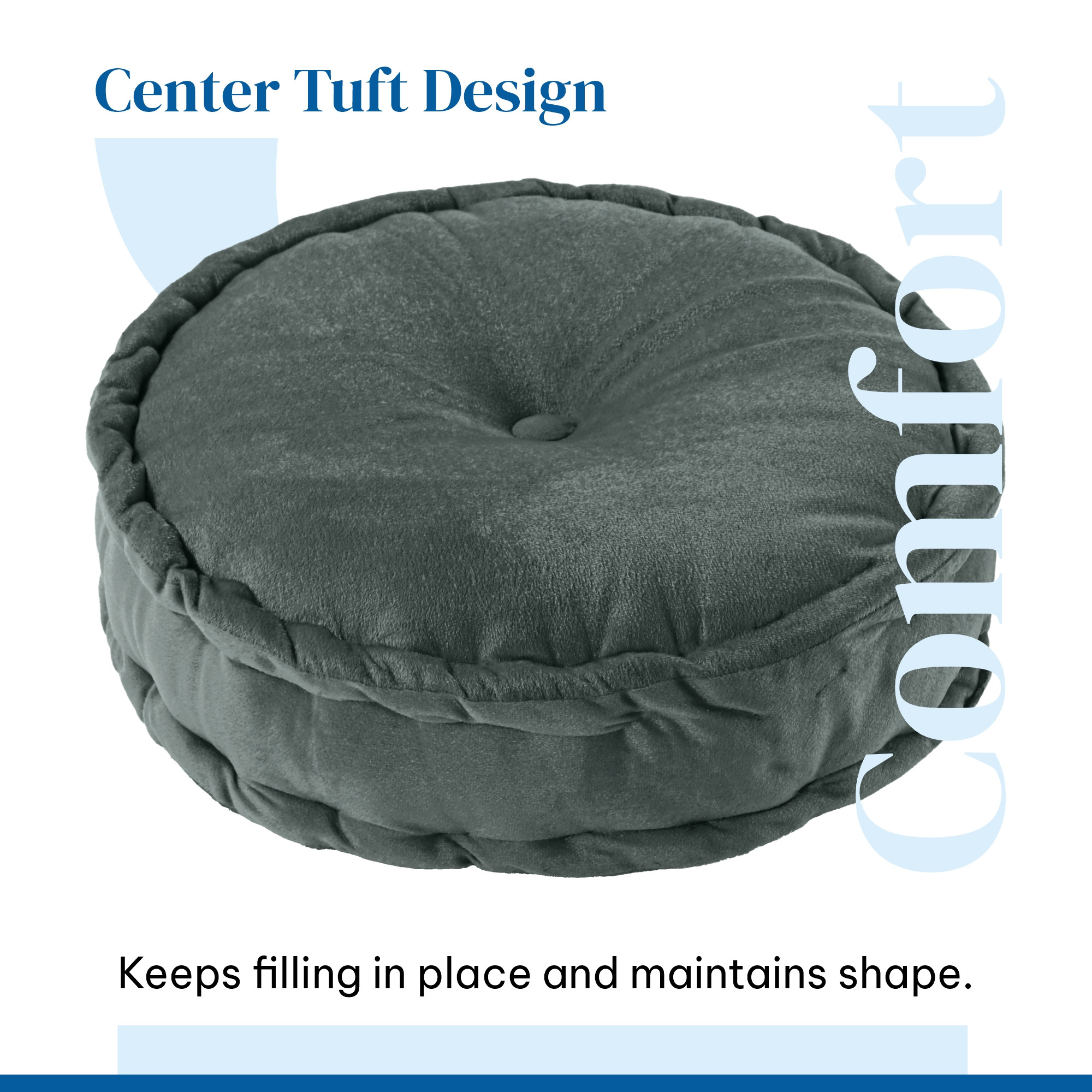 Heavy Velvet Chair Pad for Dining Office  Home  Soft Cushion with Center Tuft  Support for Long Sitting  Grey