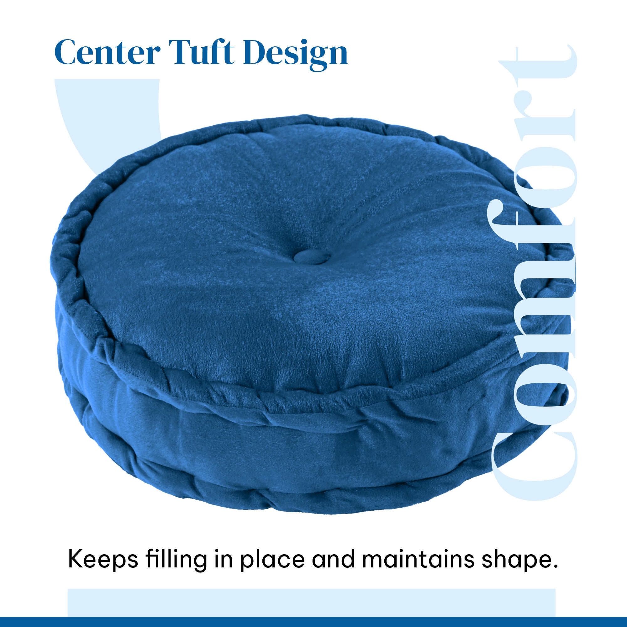 Heavy Velvet Chair Pad for Dining Office  Home  Soft Cushion with Center Tuft  Support for Long Sitting  Navy Blue