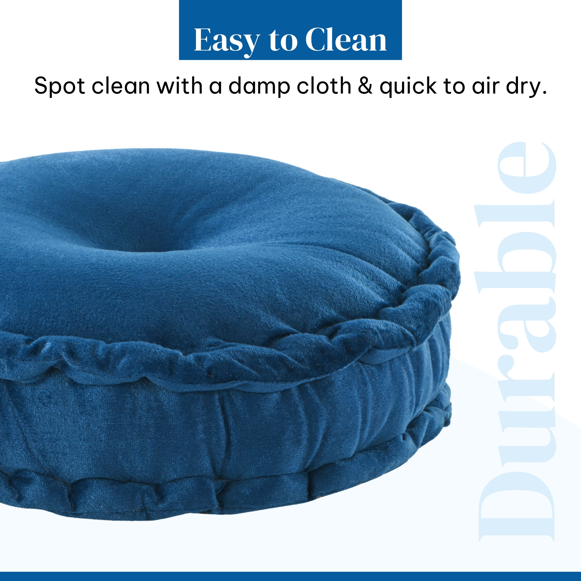 Heavy Velvet Chair Pad for Dining Office  Home  Soft Cushion with Center Tuft  Support for Long Sitting  Navy Blue