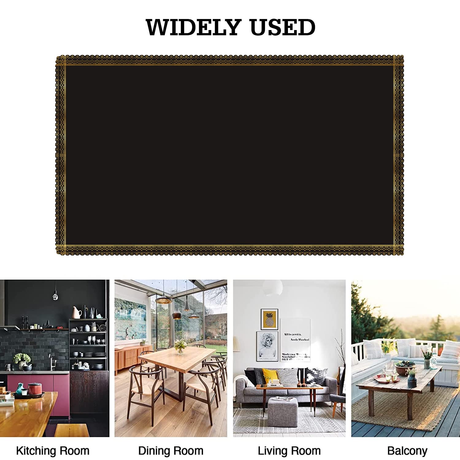 Center Table CoverPVC Transparent Dust-Proof Table Cover With Golden Pearl Border40x60 Inch Black Transparent