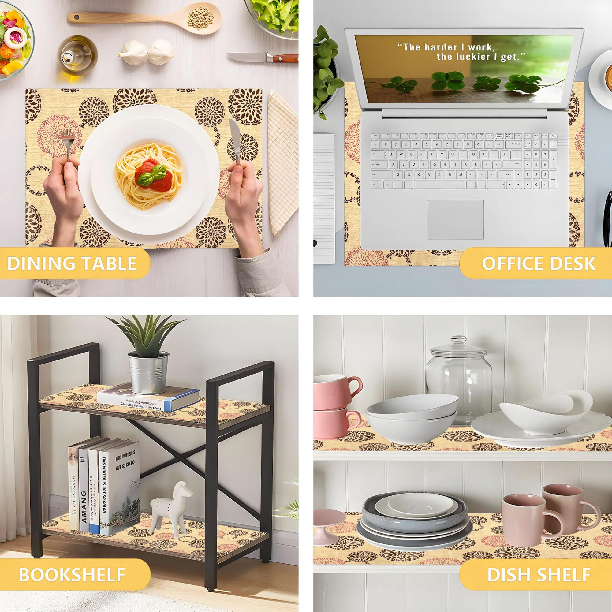 Rangoli Printed Shelf Liners for Kitchen ShelvescupboardsWardrobeDrawer 5 Mtr Sand