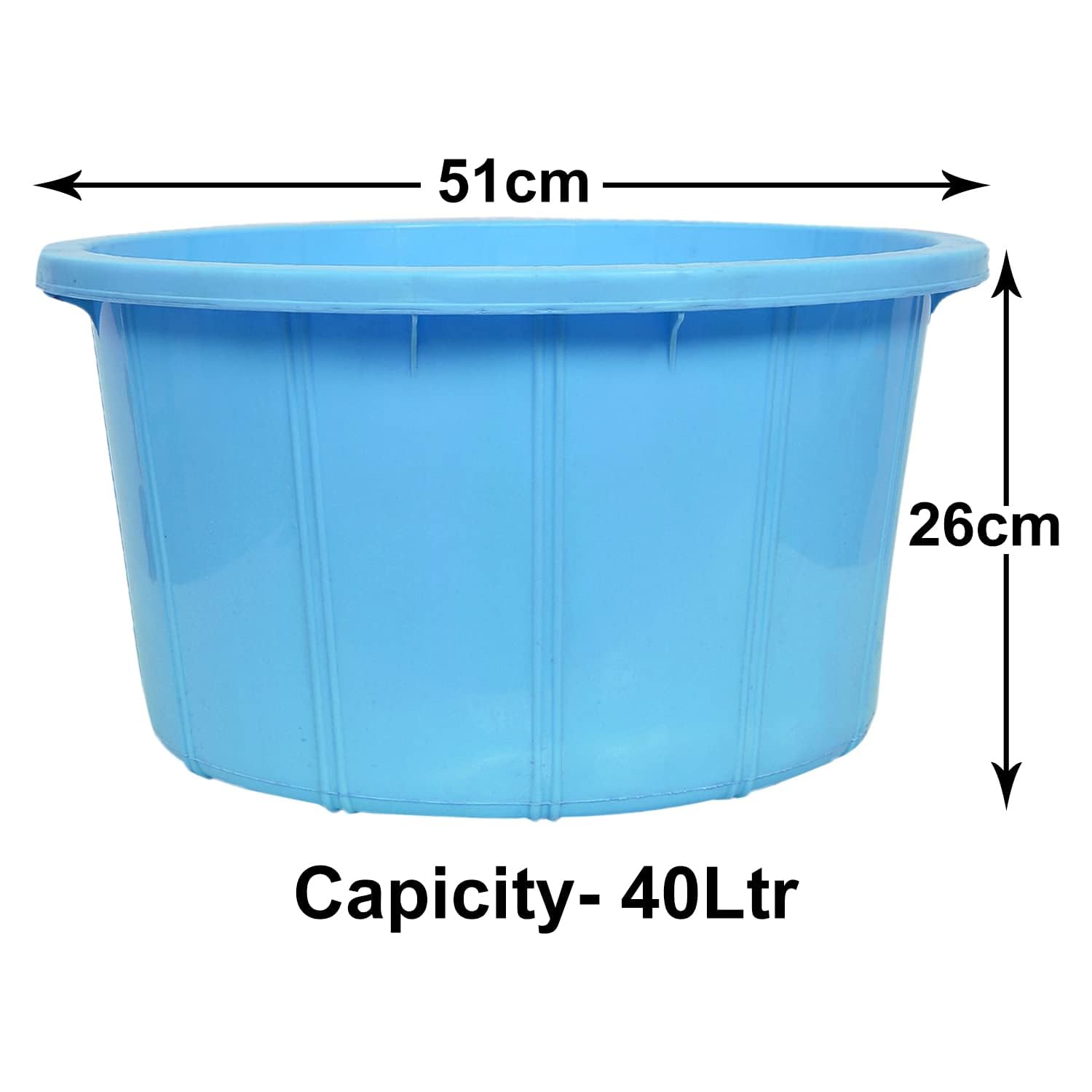 Plastic Unbreakable Multipurpose Bath TubWashing Tub For Bathing 40 LtrBlue 54KM3902