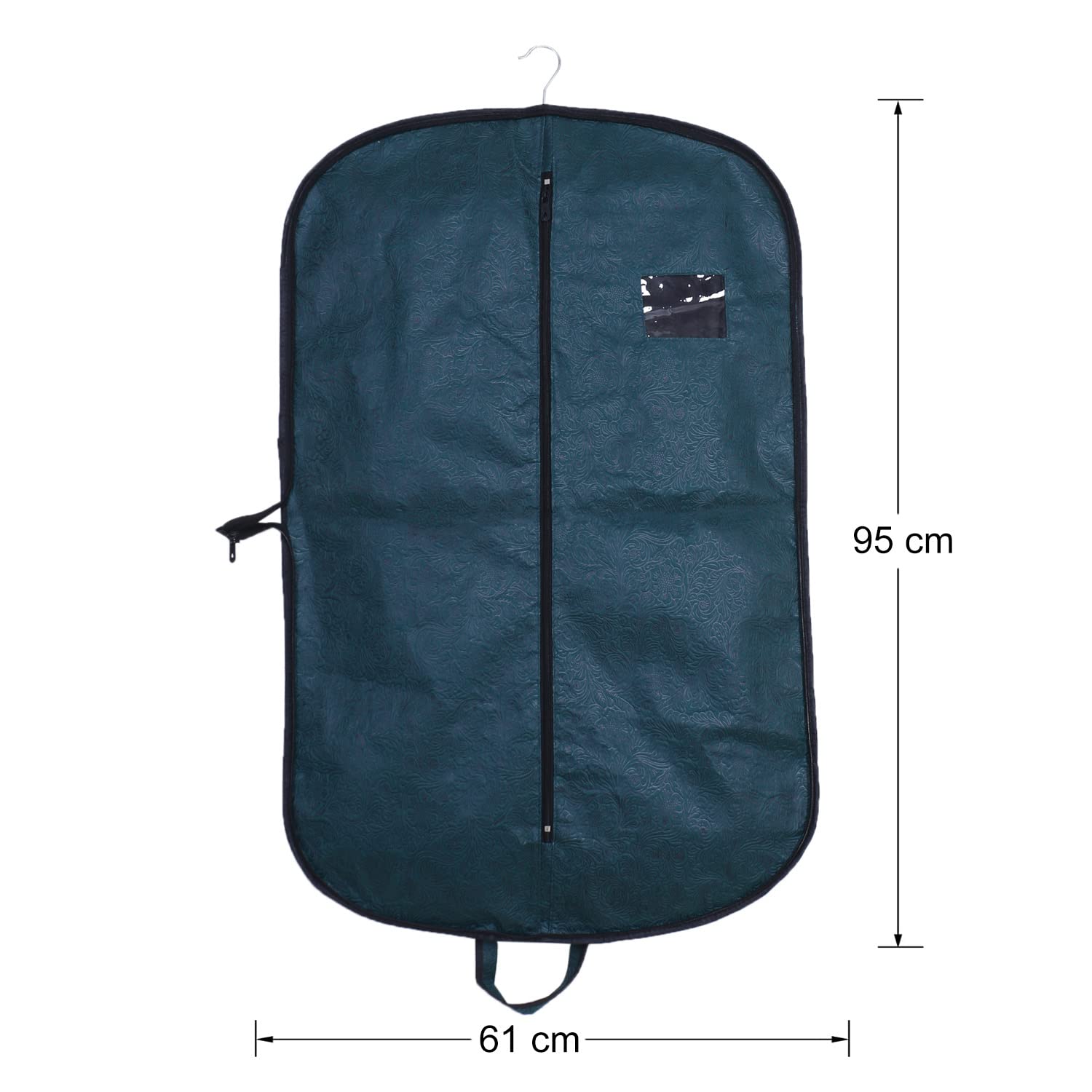 Folding Blazer CoverNon Woven Embossed Hanging Coat CoverTransparent Window Wardrobe Organizer With Zipper Pack of 3 Green