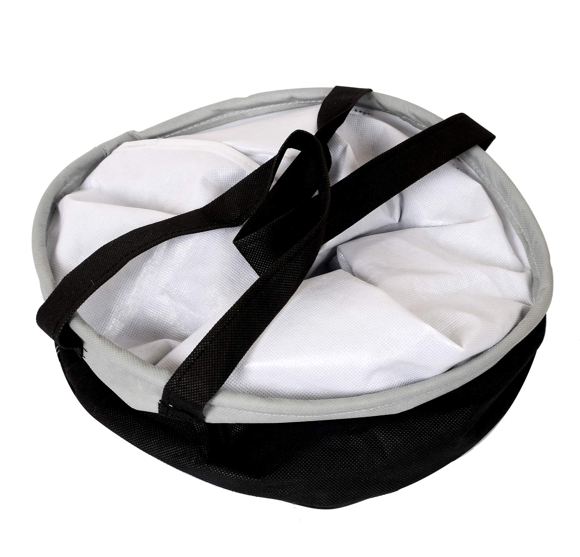 Round Non Woven Fabric Foldable Laundry Basket  Toy Storage Basket Cloth Storage Basket With Handles45 Ltr Grey  Black-KUBMART11446