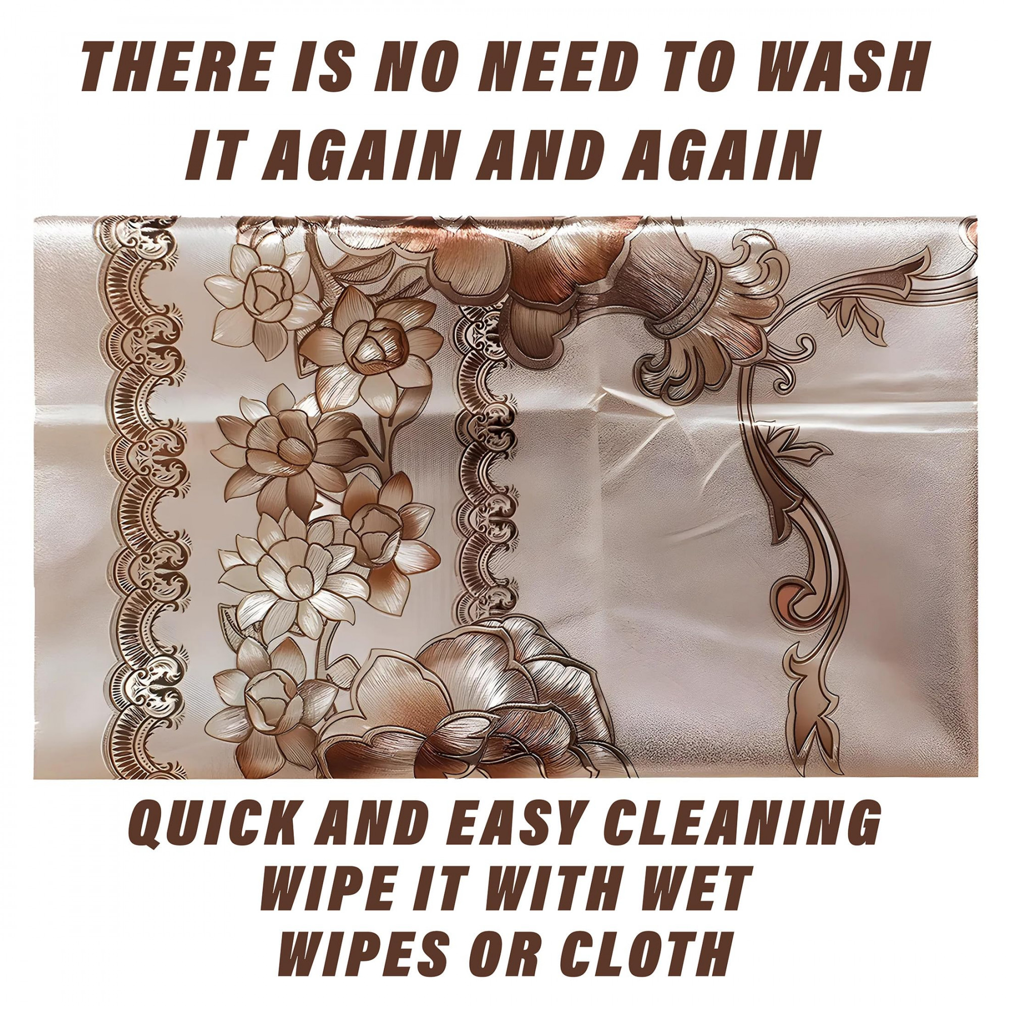 Center Table CoverLuxurious Floral Pattern PVC TableclothSlip Resistant Protector Table Top Cover 40x60 Inch Golden