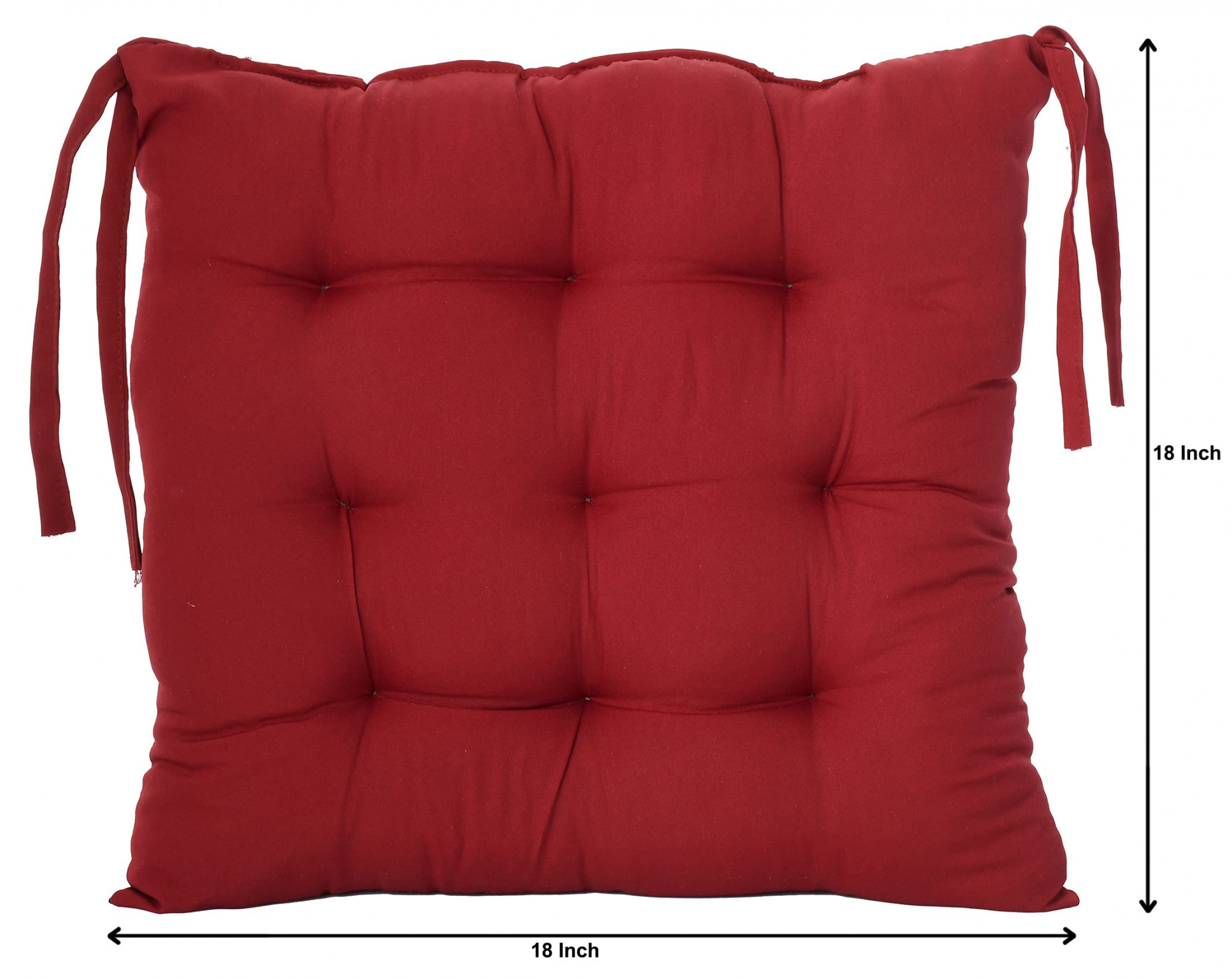 Microfiber Square Chair Pad Seat Cushion For Car Pad Office Chair IndoorOutdoor Dining Living Room Kitchen With Ties-Pack of 2 1818 Inch Maroon