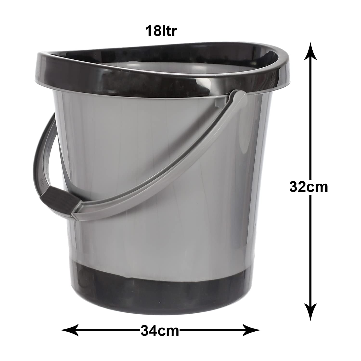 Plastic Unbreakable Strong Bathroom Ultra Bucket With Handle18 LtrGray