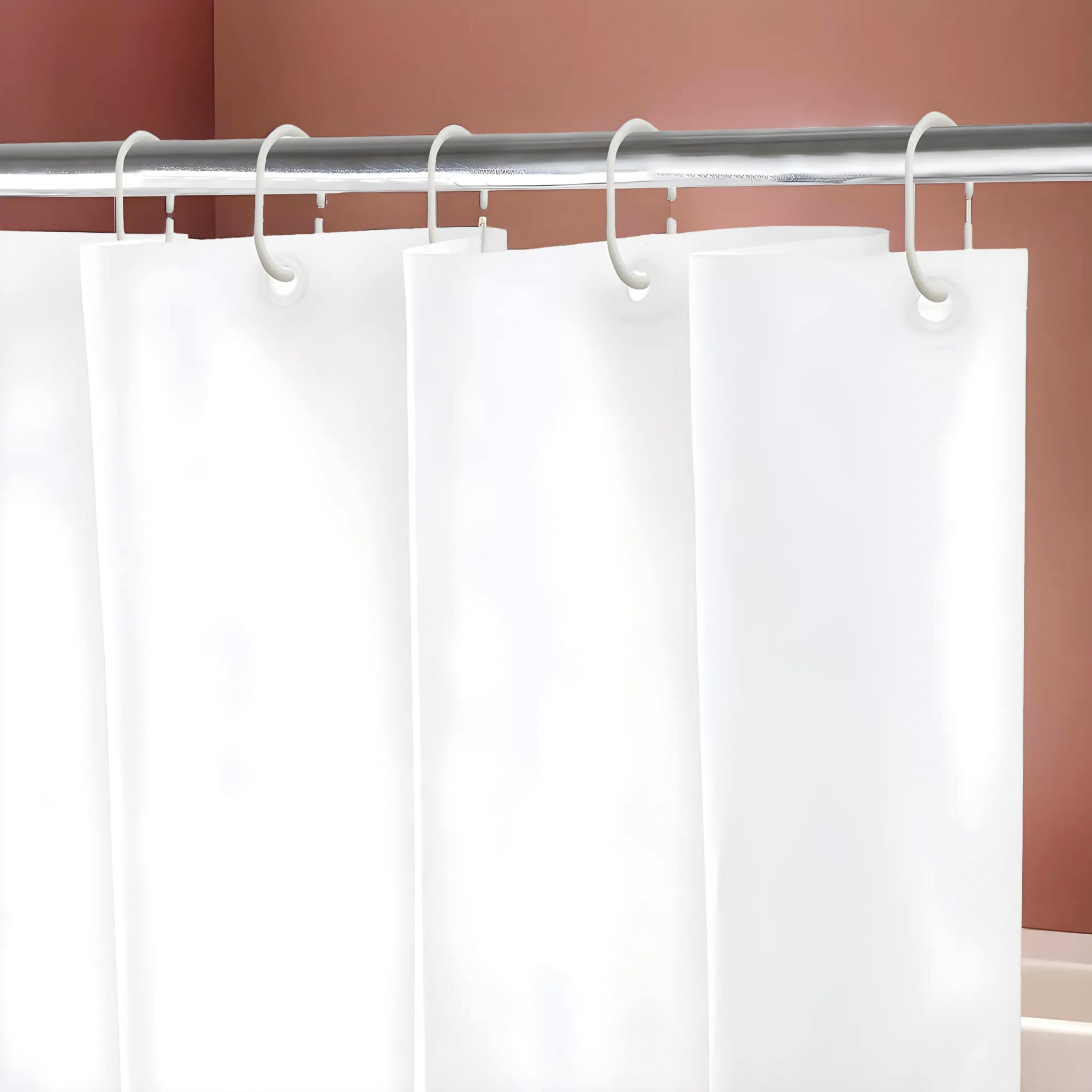 PEVA Shower Curtain Liner  Heavy Duty Plastic Shower Curtain With Hooks for Bathroom Bathtub 70 x 80 White-KUBMART11548