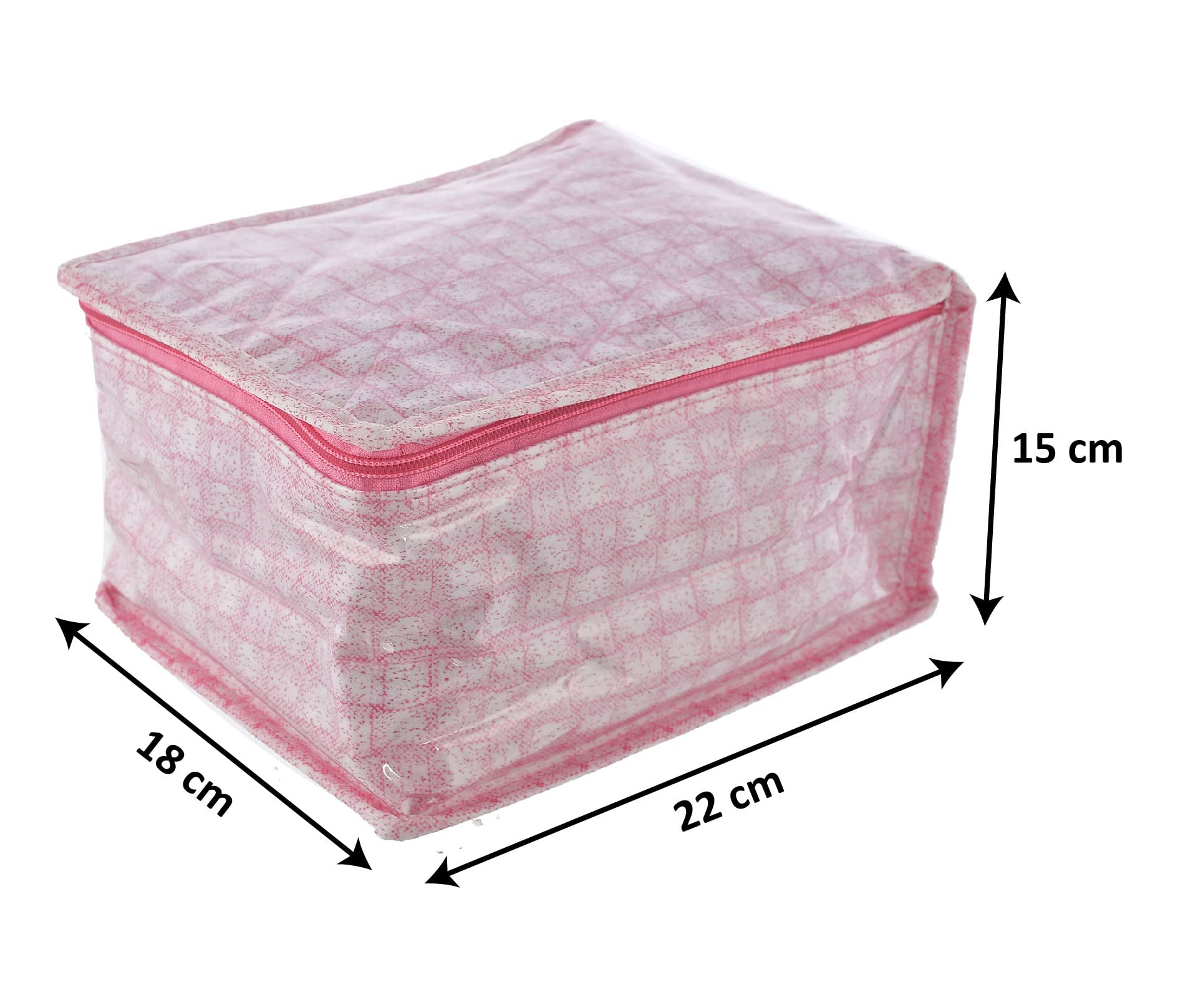 Check Design Laminated PVC Jewelry Organiser Jewelry Storage Bags for Necklace Earrings Rings Bracelet With 10 Transparent Pouches Pink-HS43KUBMART25836