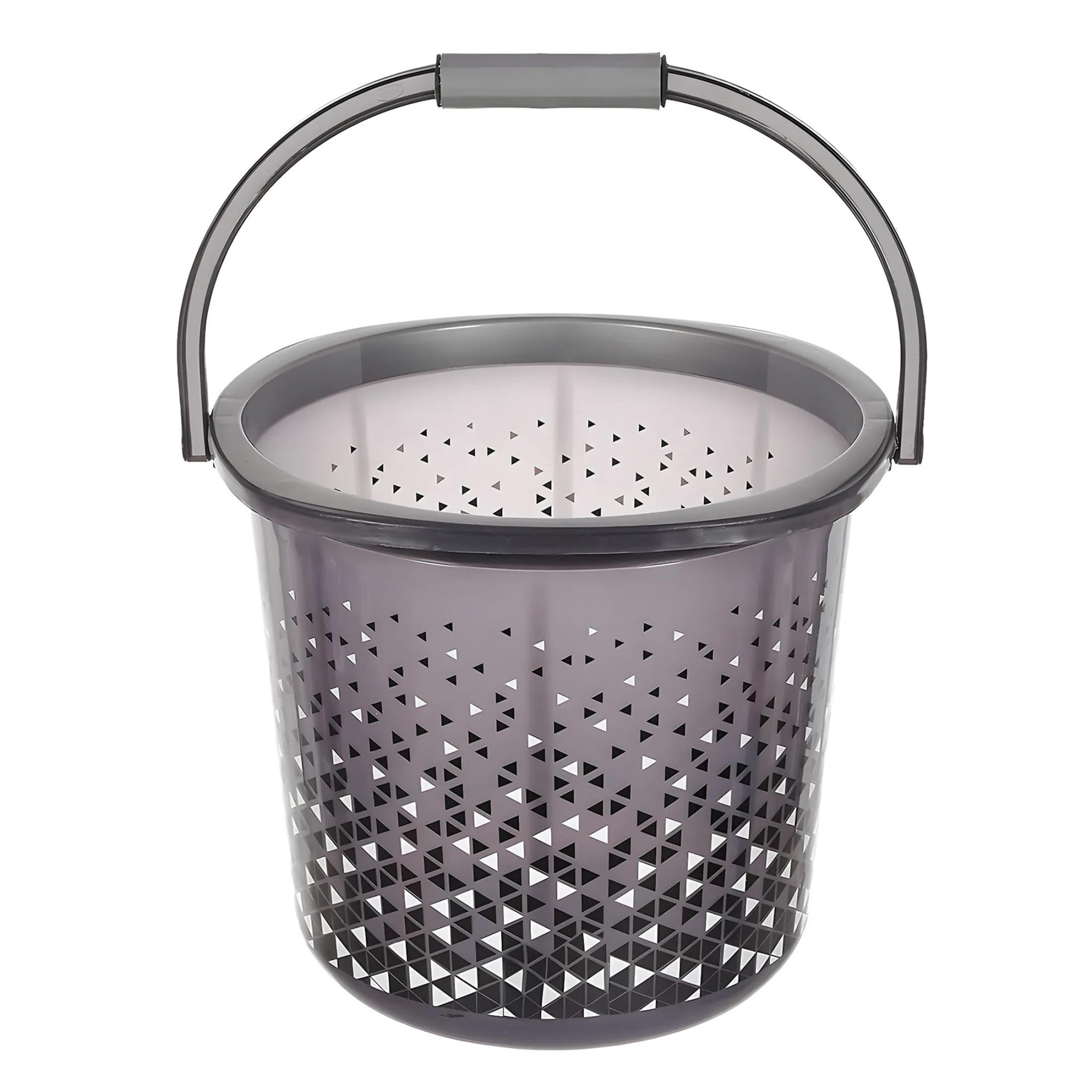 Unbreakable Plastic Triangle Print Bucket For Home  Bathing With Handle 18 Ltr Pack Of 2 Black 54KM3937