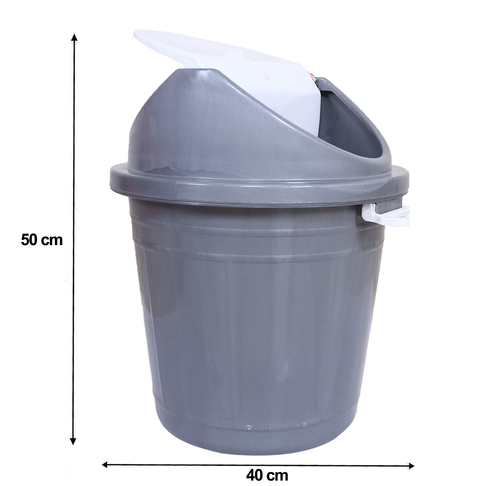 Swing Top Lid DustbinPlastic Garbage Basket  Round Trash CanWaste Bin with Lid For HomeBathroomOfficeWashrooms30 Litre Gray