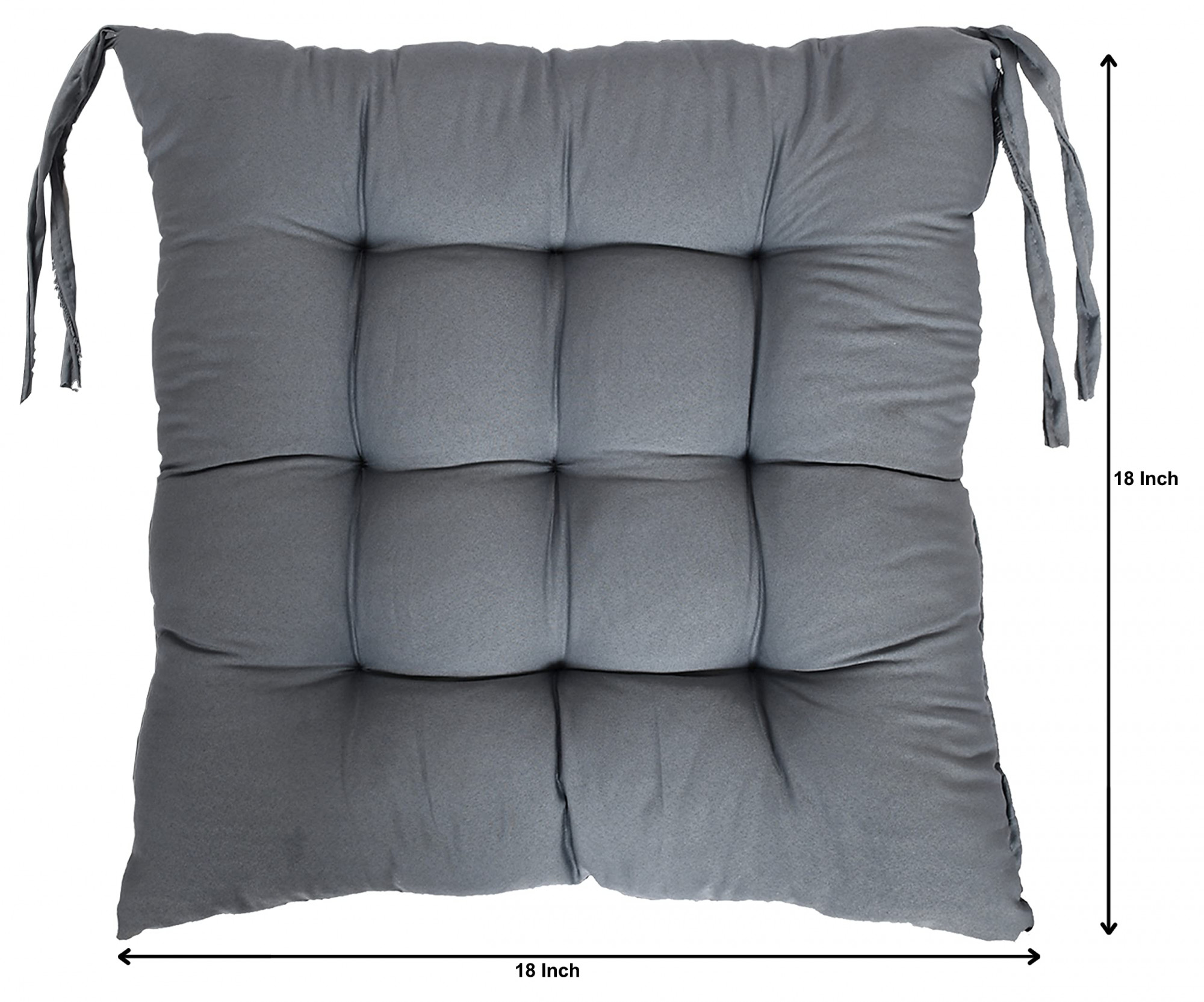 Microfiber Square Chair PadCushion for Office Home or Car Sitting with Ties 1818 Inch Grey