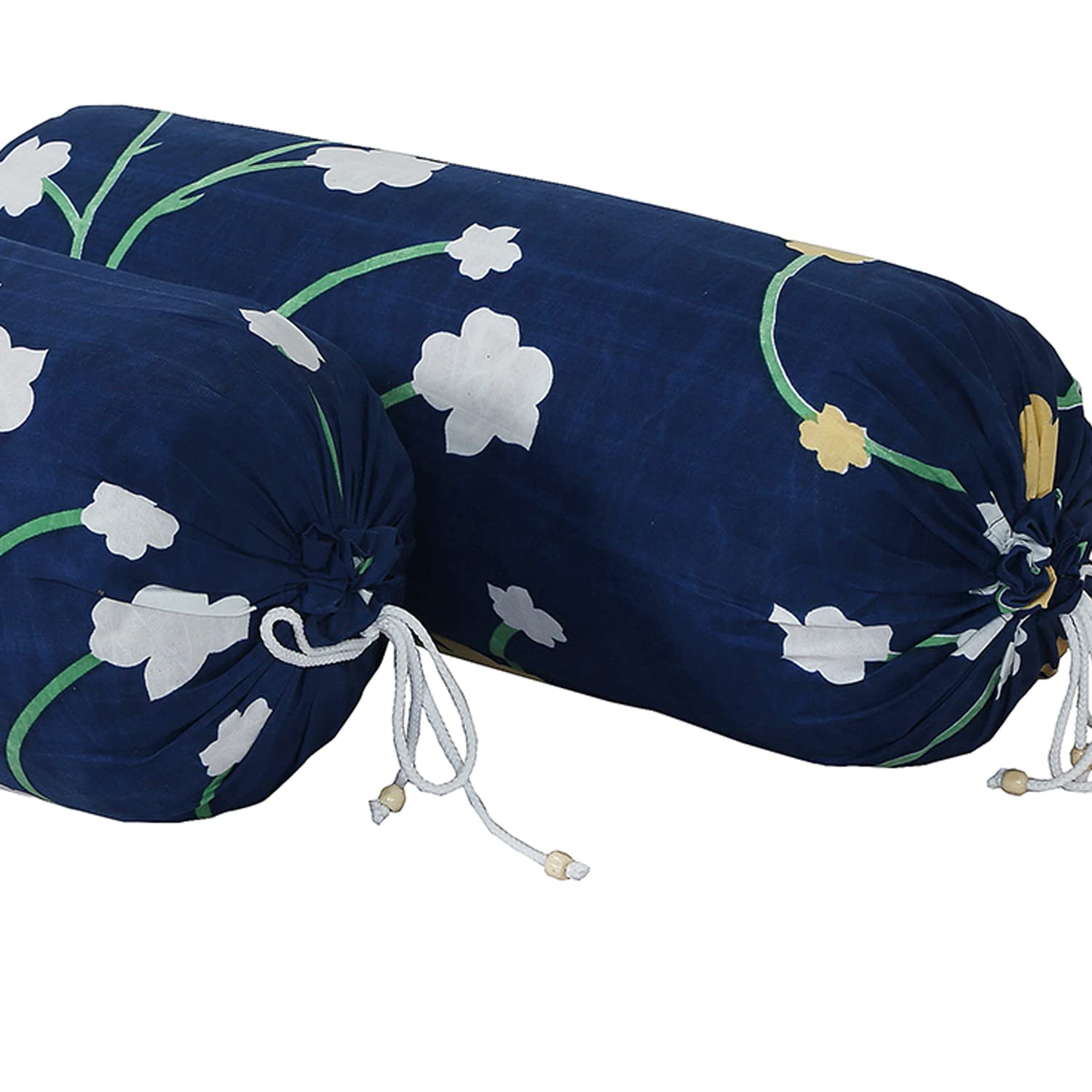 Zig Zag Print Soft  Luxurious Decorative Cotton Bolster Cover- Set of 2 16x32 Blue