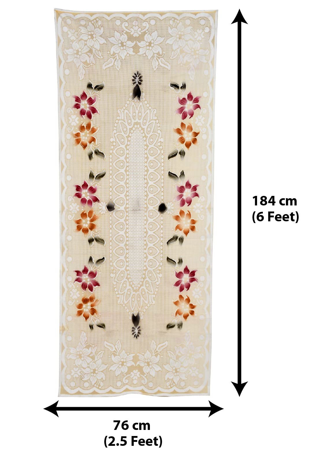Flower Design Decorative Dressing Mirror Cover Protection for Dust  Scratches White  Orange-44KM0184