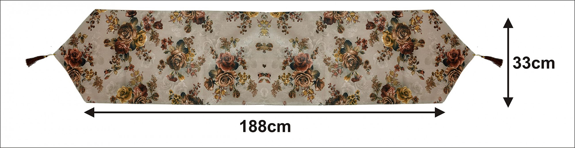 Flower Design Cotton Table Runner for Family Dinners or Gatherings Indoor or Outdoor Parties  Everyday Use 16x68inch Brown