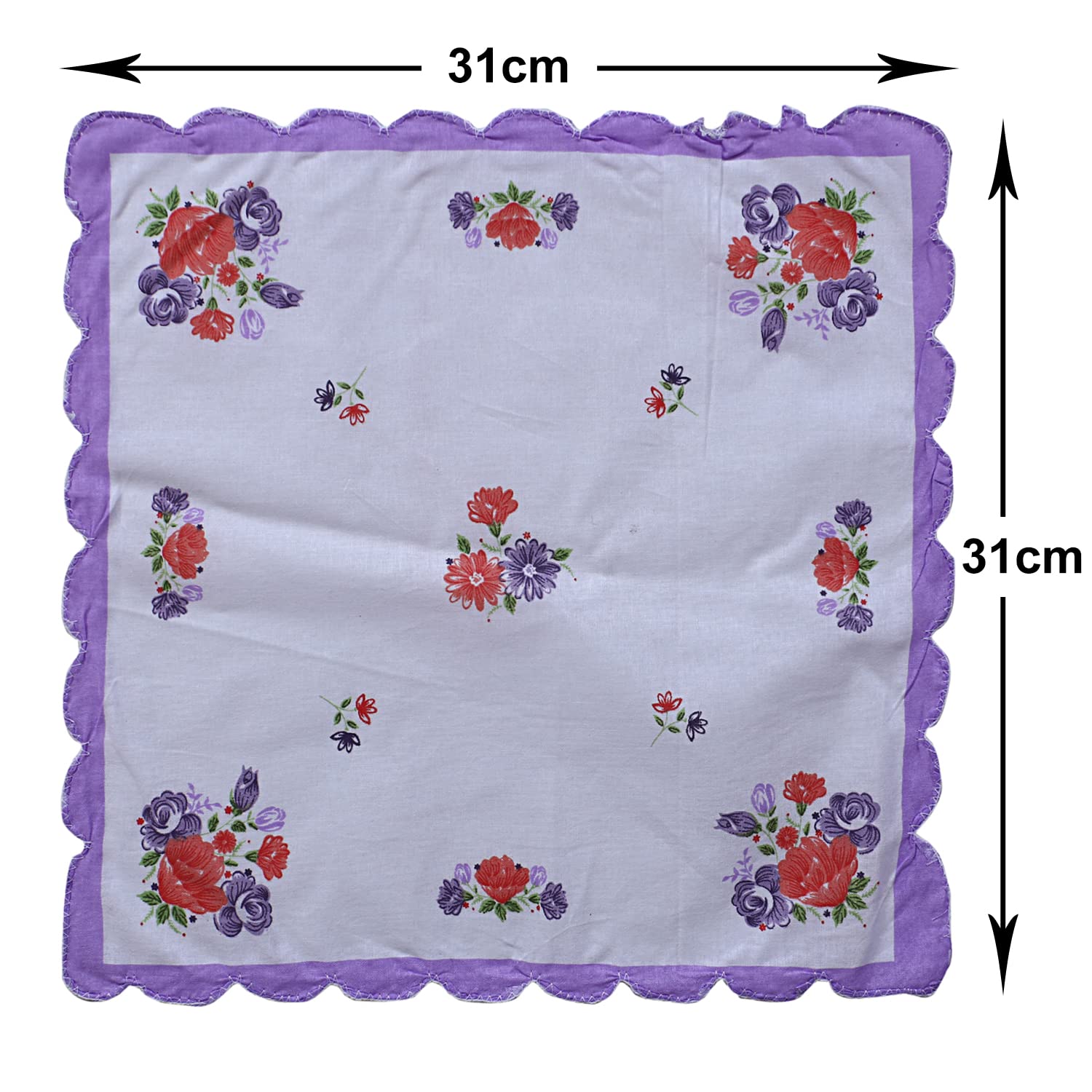 HandkerchiefsMulticolored Floral Print Cutwork Soft Cotton Hankies For WomanGirls  Wicking Sweat from HandsFaceSet of 12 Multicolor
