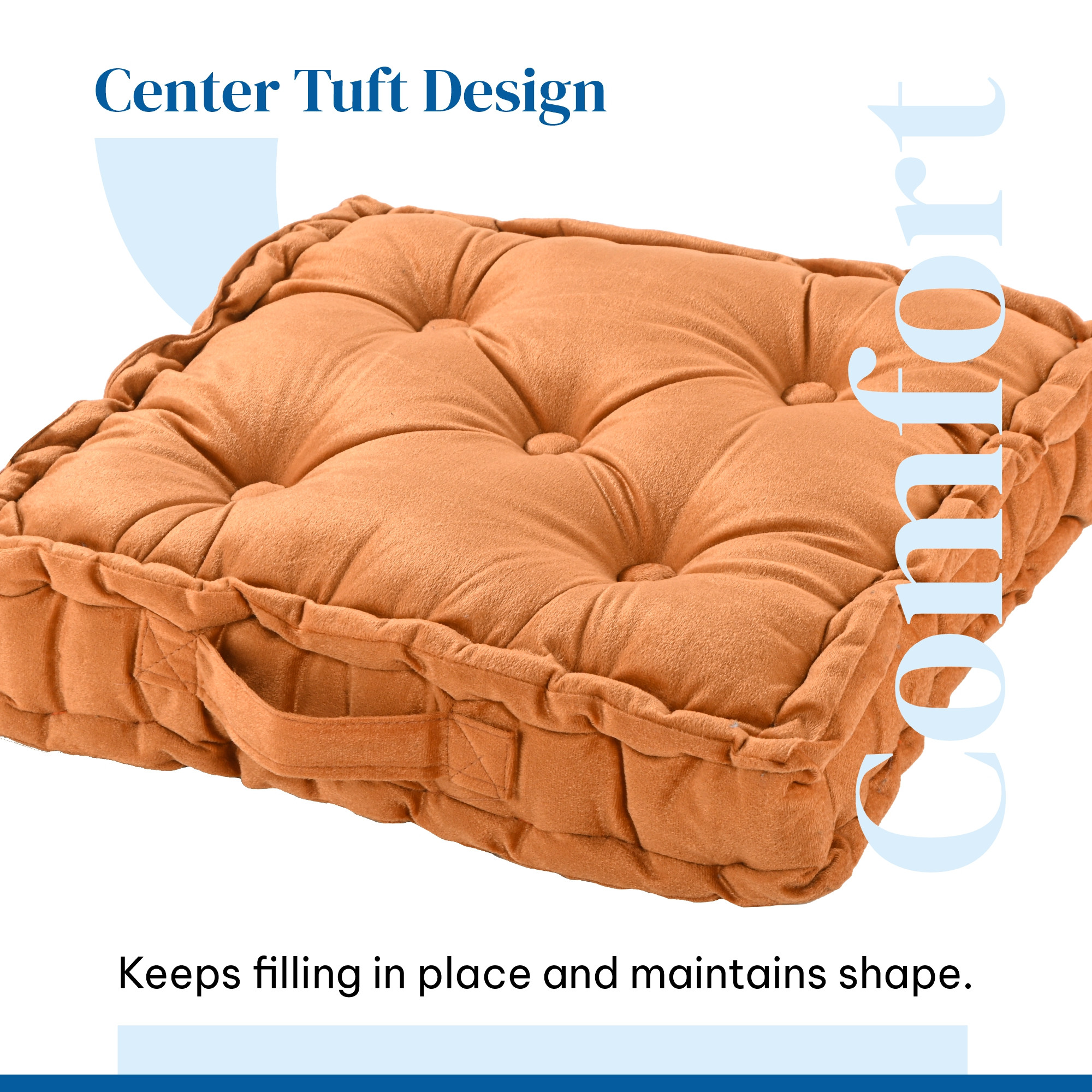 Inch Heavy Velvet Chair Pad for Dining Office  Home  Soft Cushion with Center Tuft  Support for Long Sitting  Golden