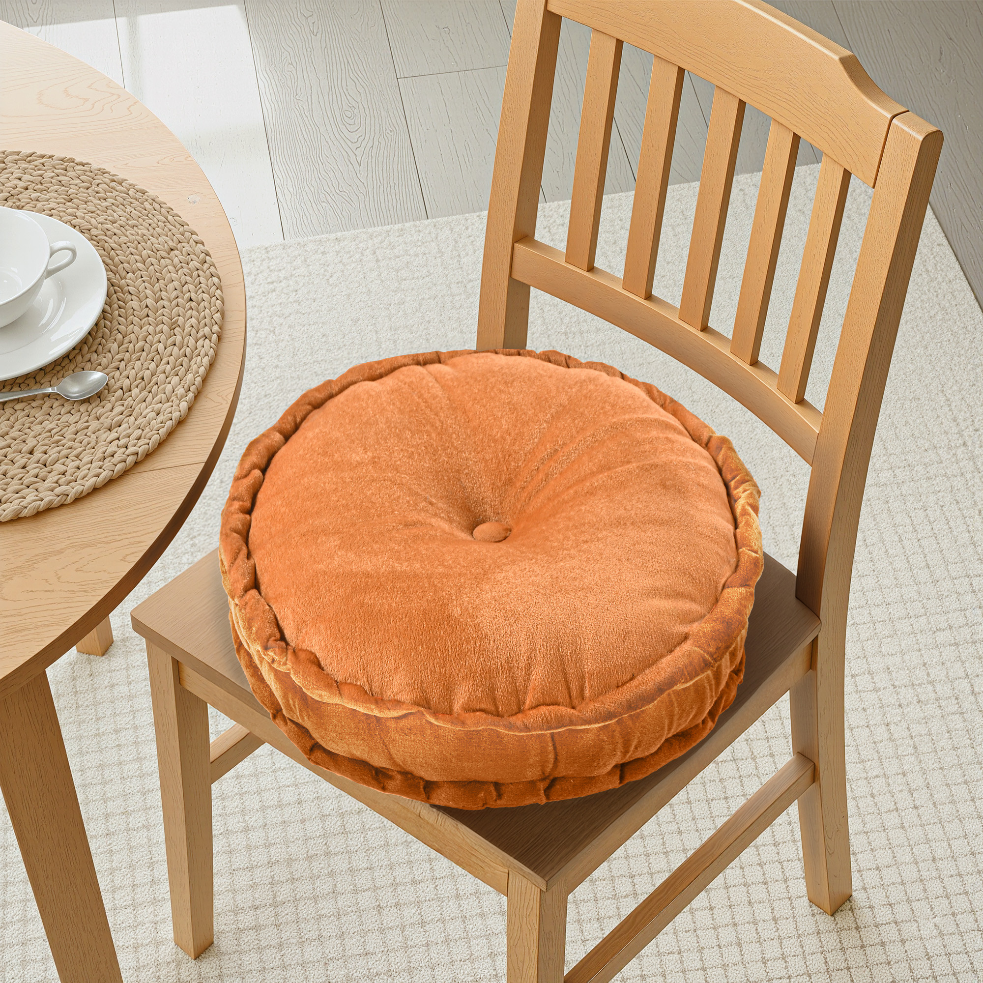 Inch Heavy Velvet Chair Pad for Dining Office  Home  Soft Cushion with Center Tuft  Support for Long Sitting  Golden