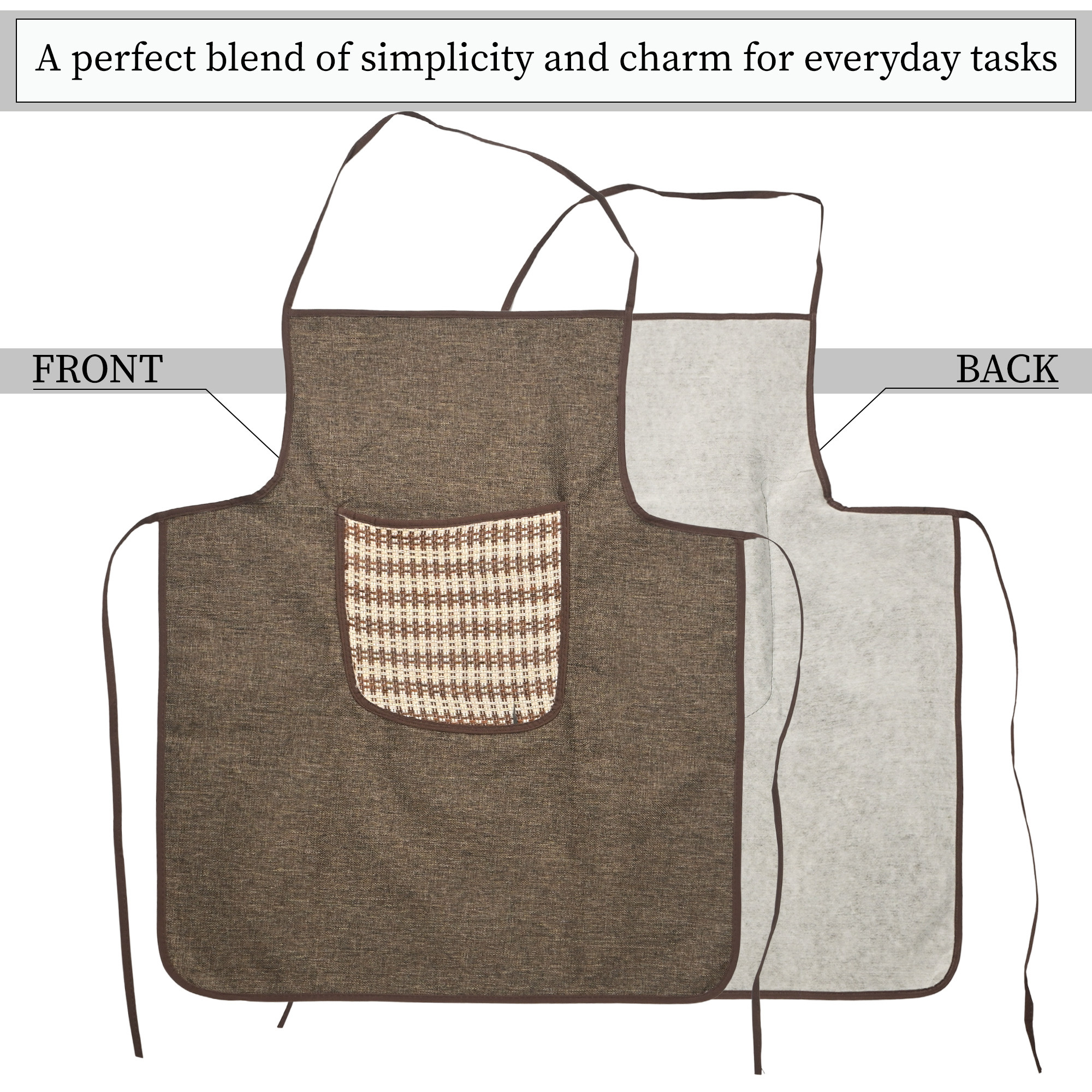 Jute Apron for Kitchen with Big Front Pocket  Chef Apron for Women and Men  Kitchen Dress for Cooking  One Size Fits Most  Big Patta - Brown