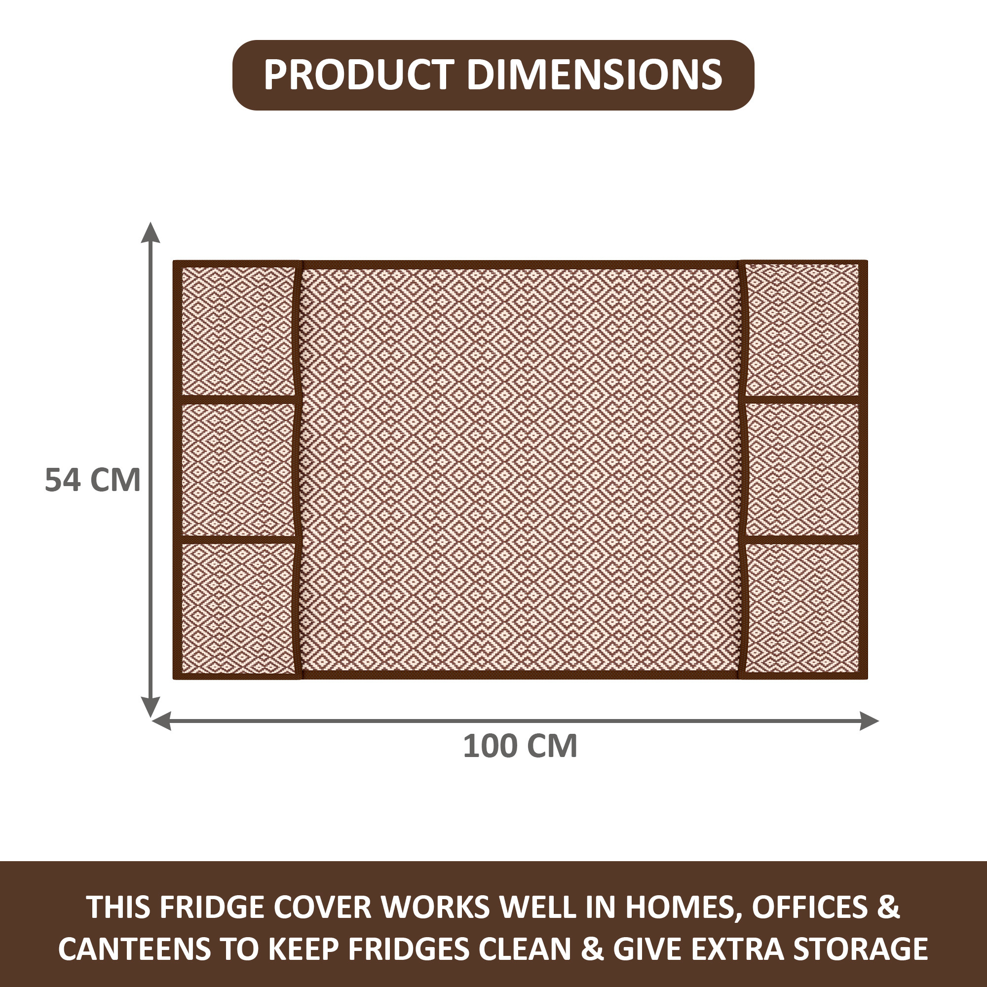 Jute Top Fridge Protective Cover with Extra Storage Space  Anti-Dust Refrigerator Desktop Sundries with Utility Pockets Cream  Brown