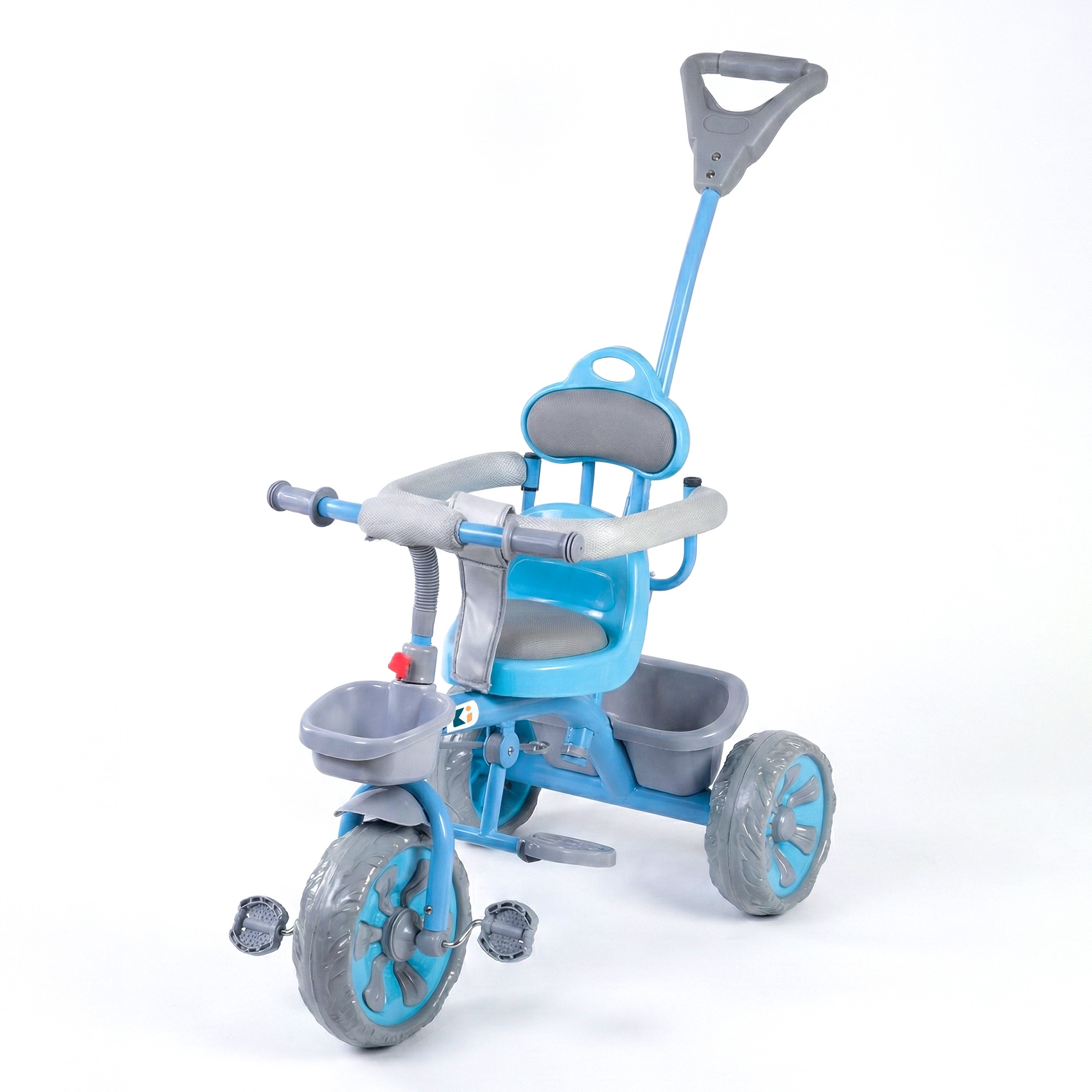 Kids Tricycle with Front Basket Safety Guard  Push Handle  Pedal Ride On Cycle for 155 Year Toddlers  1004 - Blue