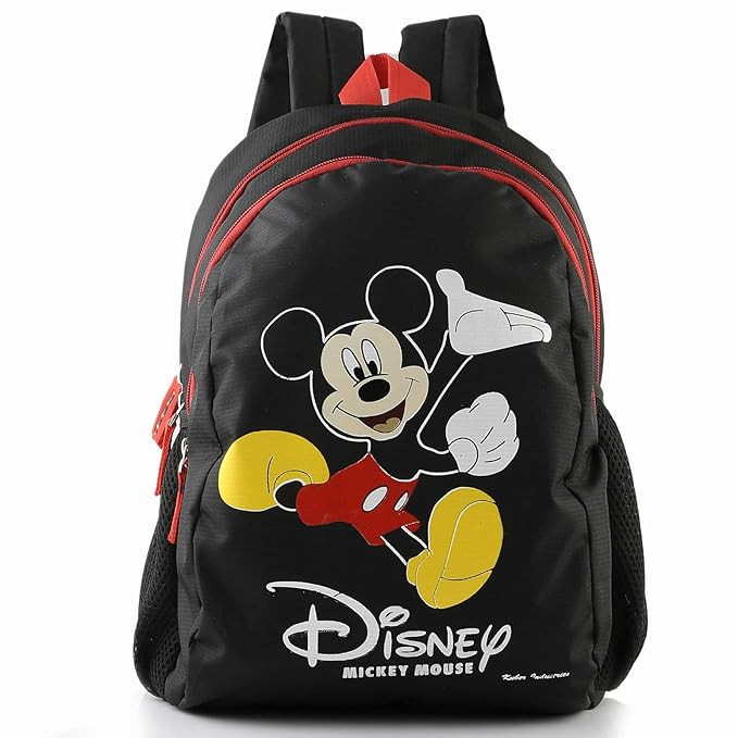 Kuber Industries Disney Mickey School Bag|2 Compartment Polyester School Bagpack|School Bag for Kids|School Bags for Girls with Zipper Closure (Blue)