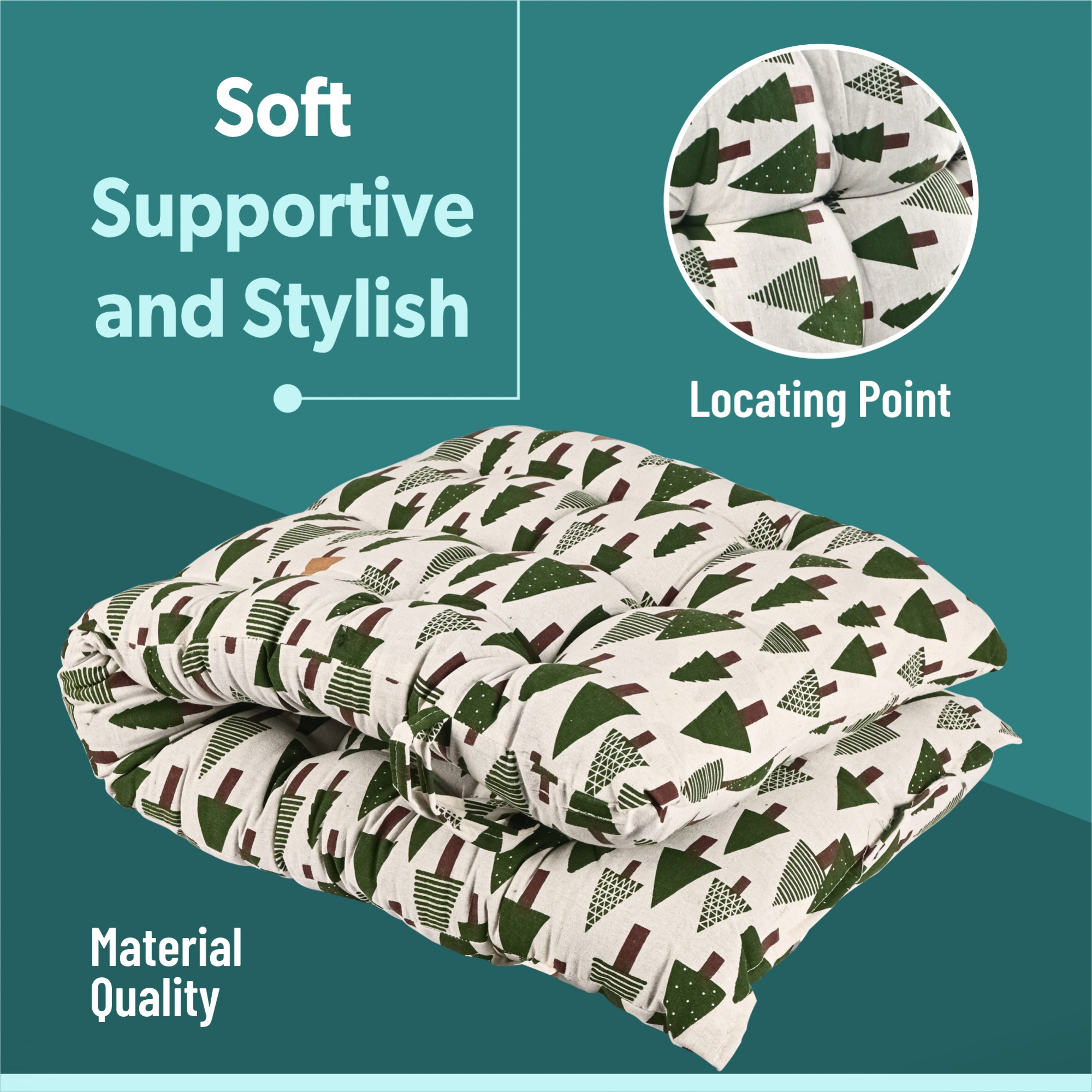 Kuber Indsutries 18x48 Inch Extra Long Chair Cushion for Comfortable Sitting  Rocking Chairs for IndoorOutdoor  Cushion For Home Office  Back Rest Support Cushion with Ties  Tree - Green