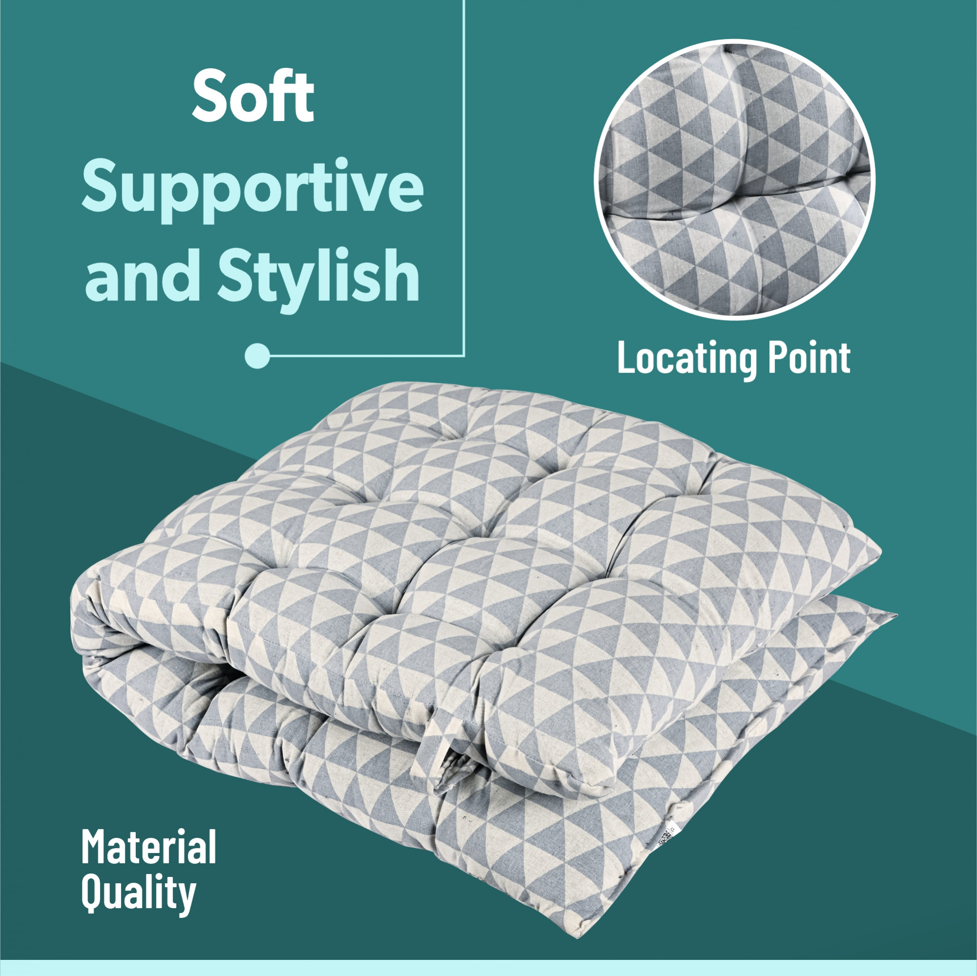 Kuber Indsutries 18x48 Inch Extra Long Chair Cushion for Comfortable Sitting  Rocking Chairs for IndoorOutdoor  Cushion For Home Office  Back Rest Support Cushion with Ties  Triangle - Grey