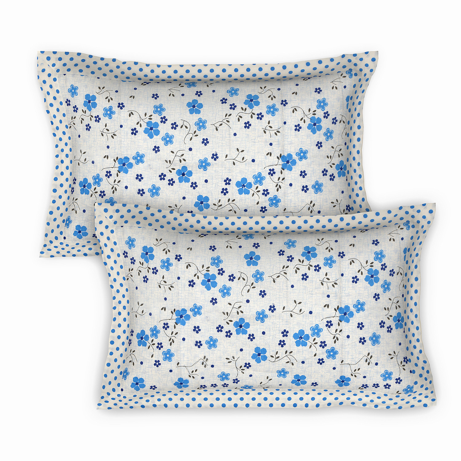 Kuber Industires Flower Design Pure Cotton Soft Light Weight Double Bedsheet With 2 Pillow Cover (Blue)-HS_38_KUBMART21121