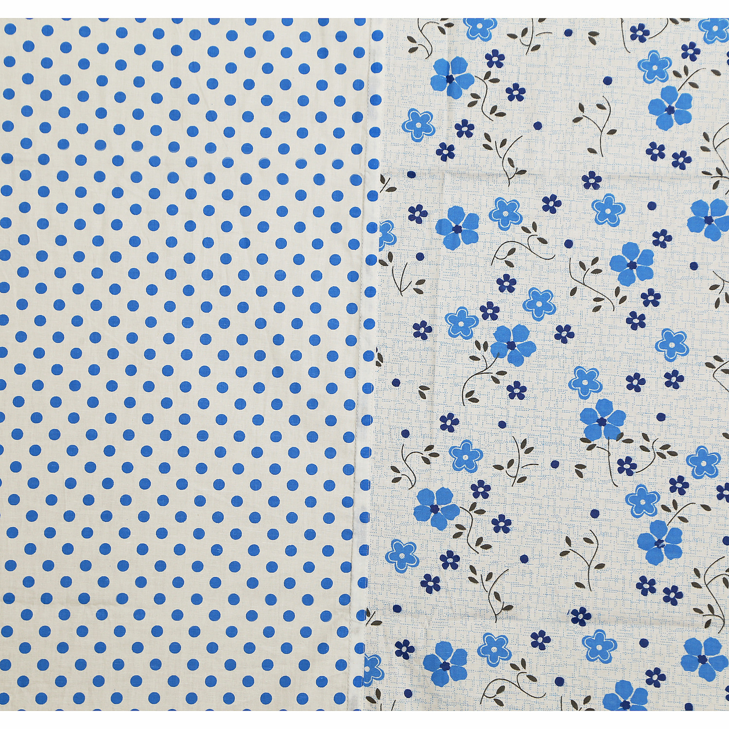 Kuber Industires Flower Design Pure Cotton Soft Light Weight Double Bedsheet With 2 Pillow Cover (Blue)-HS_38_KUBMART21121