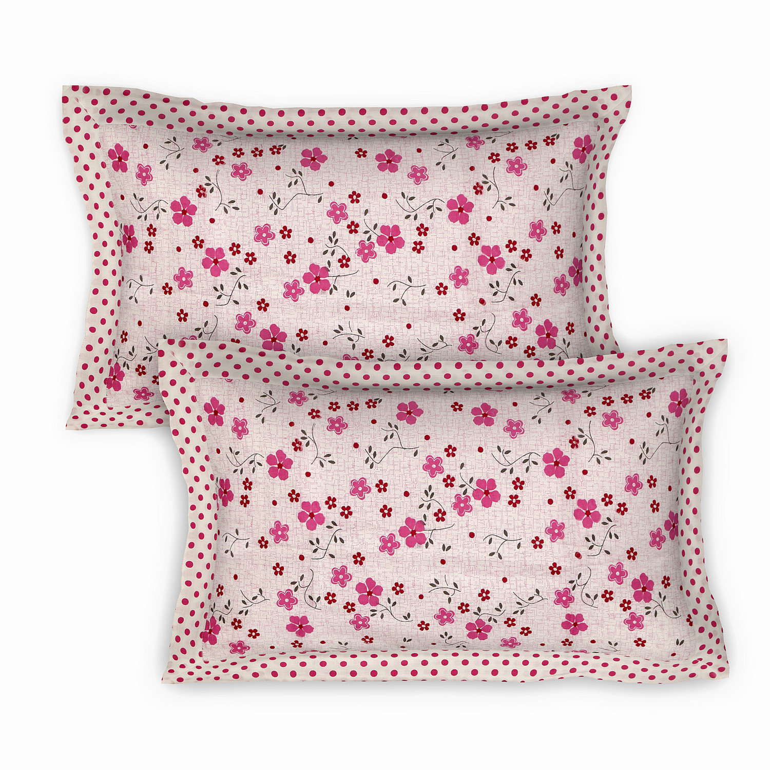 Kuber Industires Flower Design Pure Cotton Soft Light Weight Double Bedsheet With 2 Pillow Cover (Pink)-HS_38_KUBMART21123