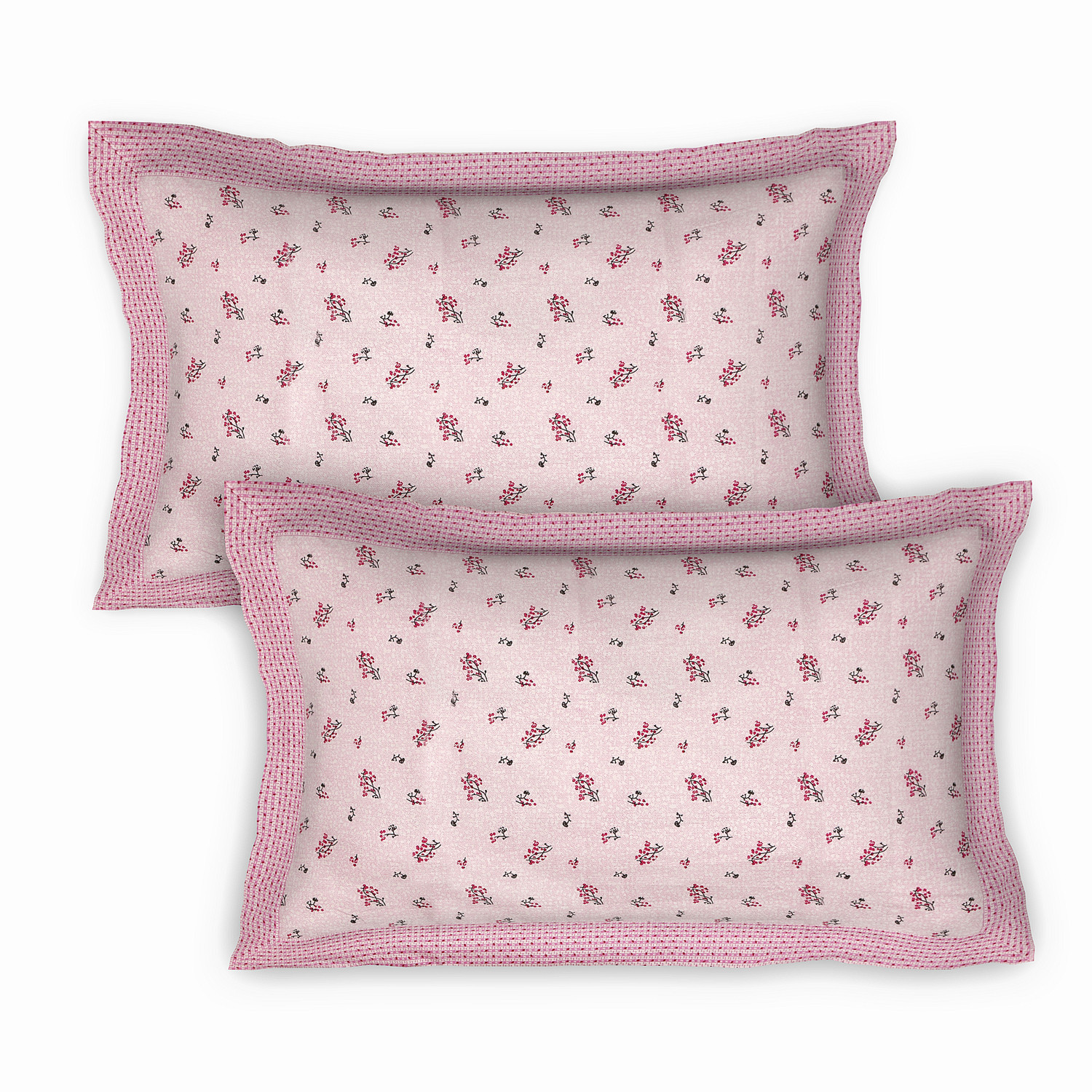 Kuber Industires Leaf Design Pure Cotton Soft Light Weight Double Bedsheet With 2 Pillow Cover (Pink)-HS_38_KUBMART21129