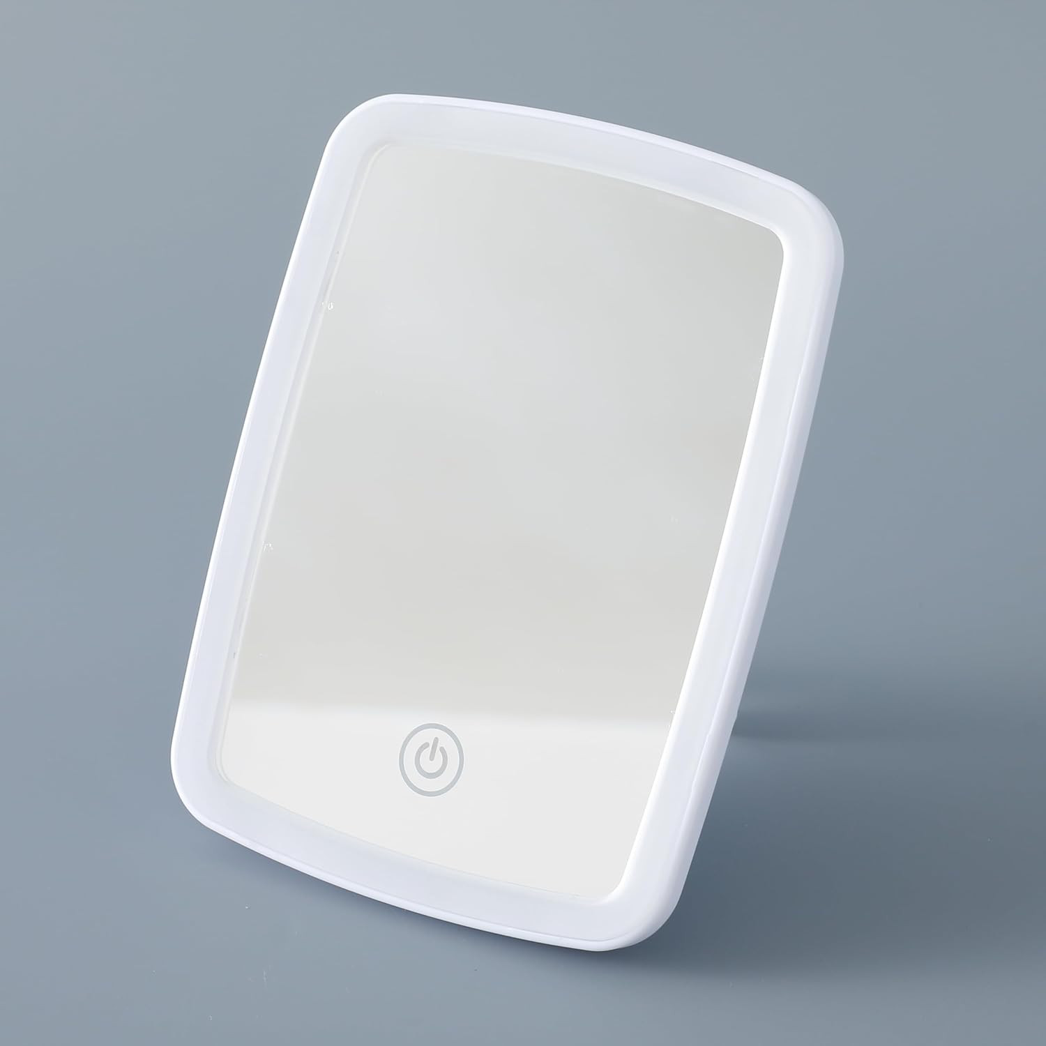 Kuber Industires Makeup Mirror with LED Light|Mirror for Table Top, Vanity, Desk|Battery Operated with USB Port(White)