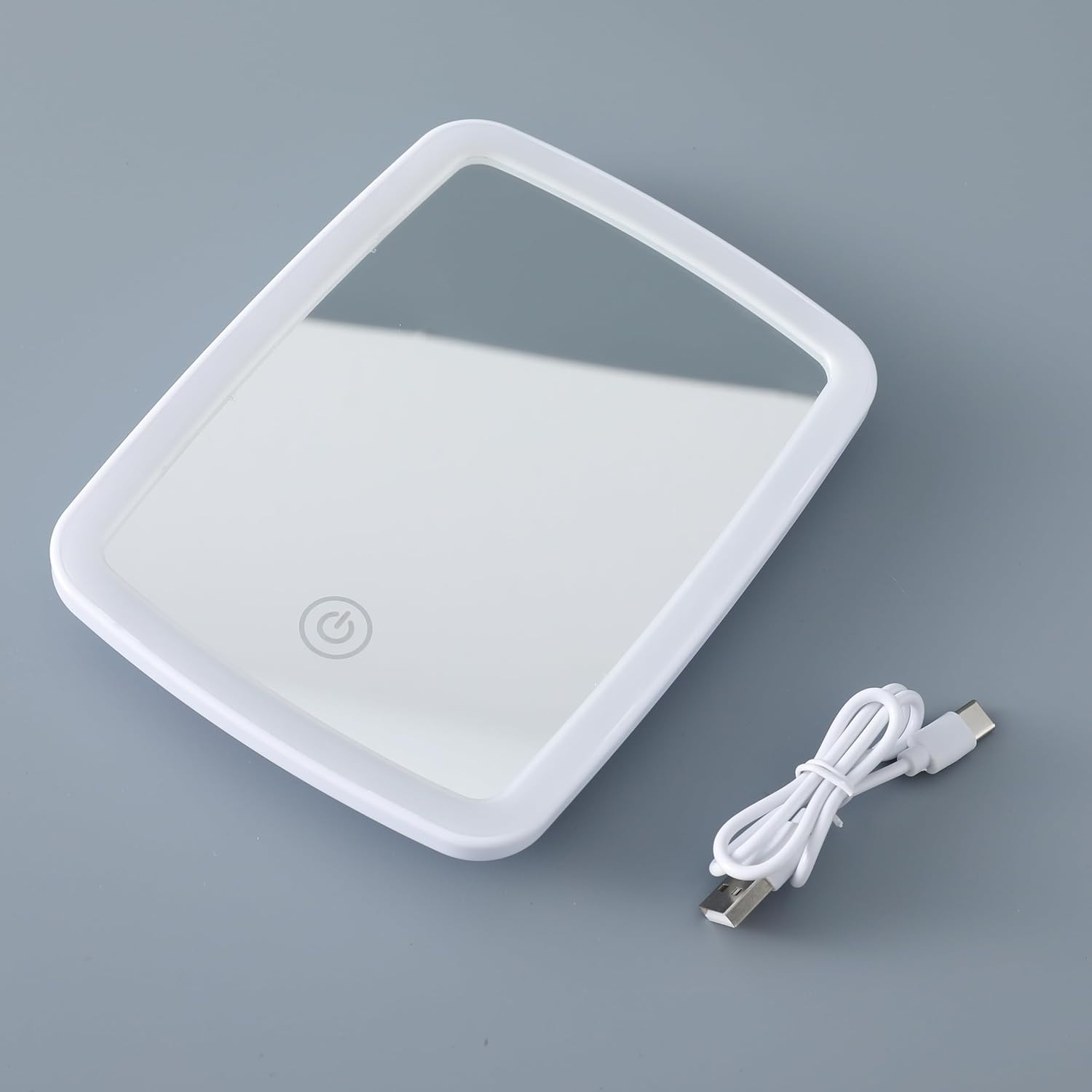 Kuber Industires Makeup Mirror with LED Light|Mirror for Table Top, Vanity, Desk|Battery Operated with USB Port(White)