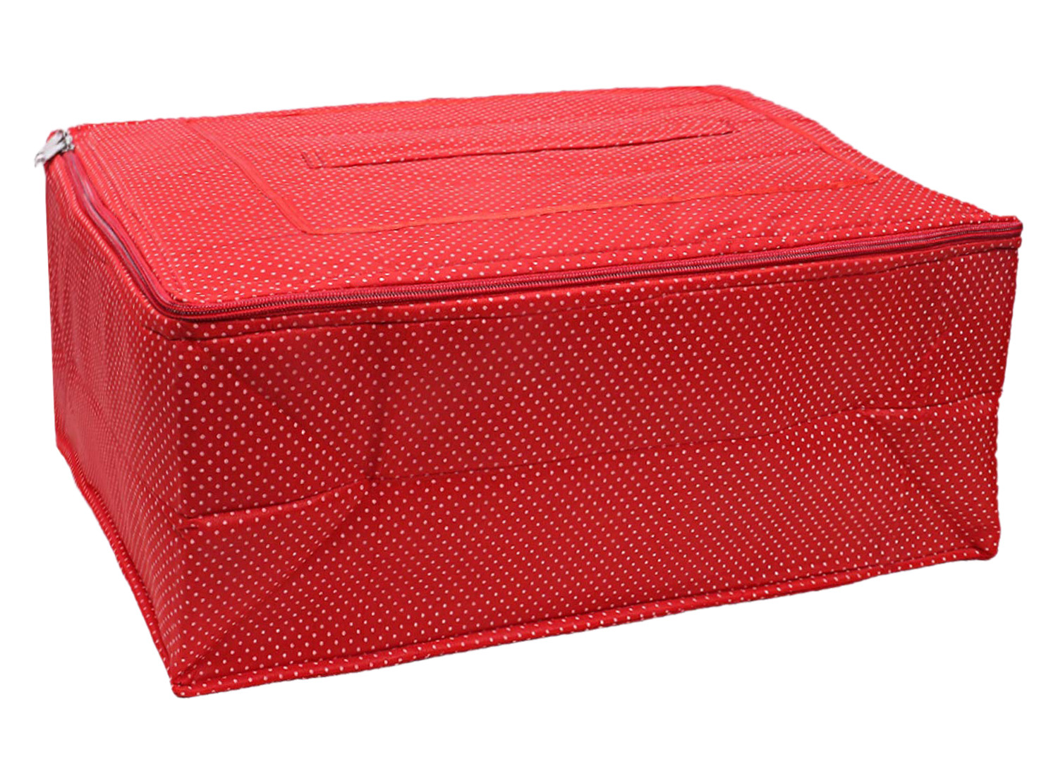 Kuber Industires Multiuses Dot Print Polyester Saree Covers/Clothes Storage Bag/Wardrobe Organizer (Red )