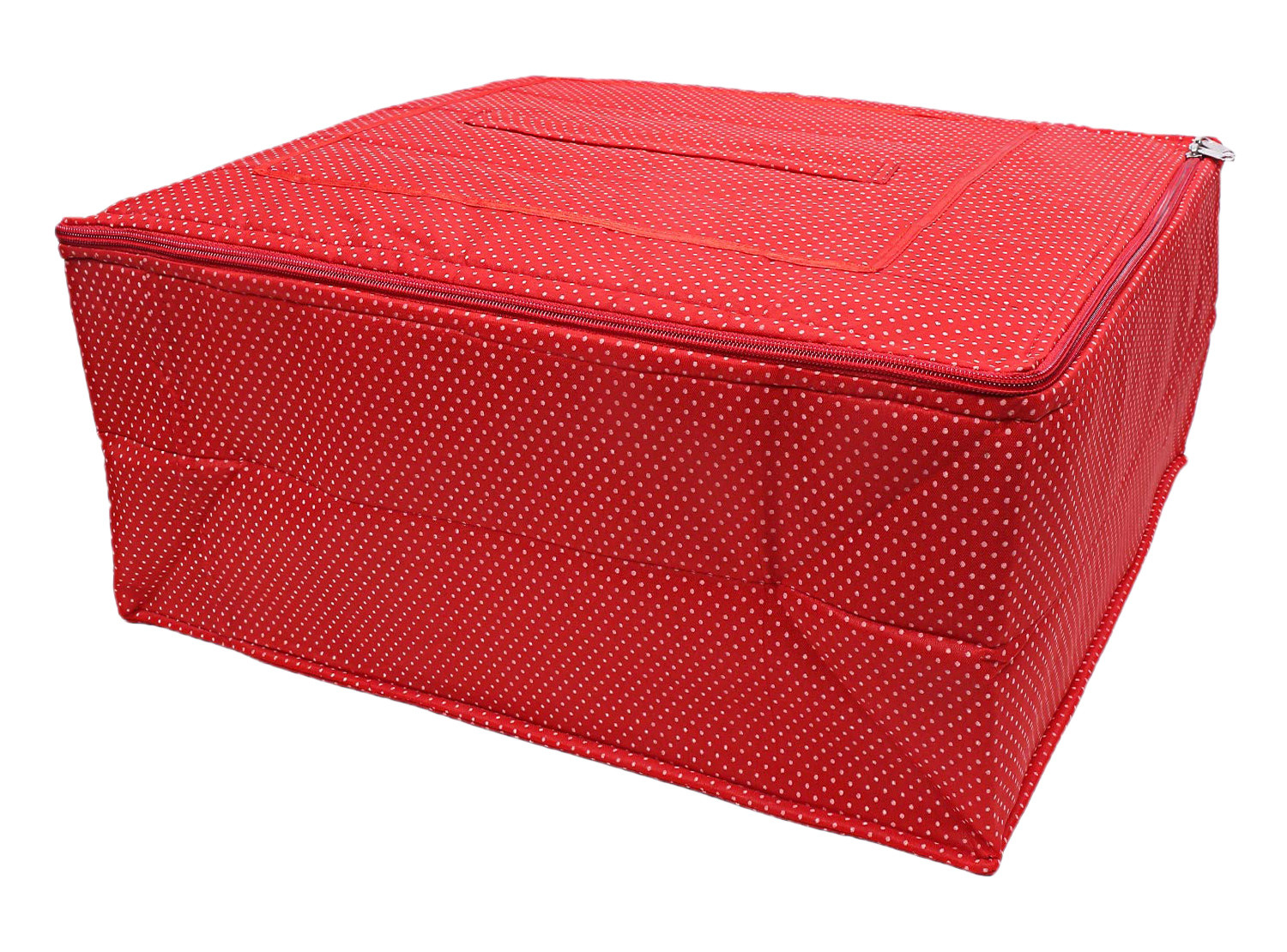 Kuber Industires Multiuses Dot Print Polyester Saree Covers/Clothes Storage Bag/Wardrobe Organizer (Red )