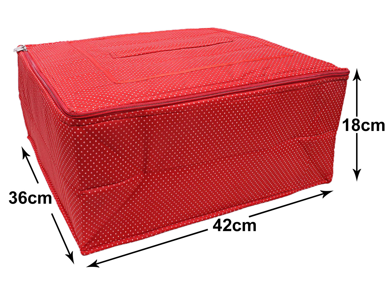 Kuber Industires Multiuses Dot Print Polyester Saree Covers/Clothes Storage Bag/Wardrobe Organizer (Red )