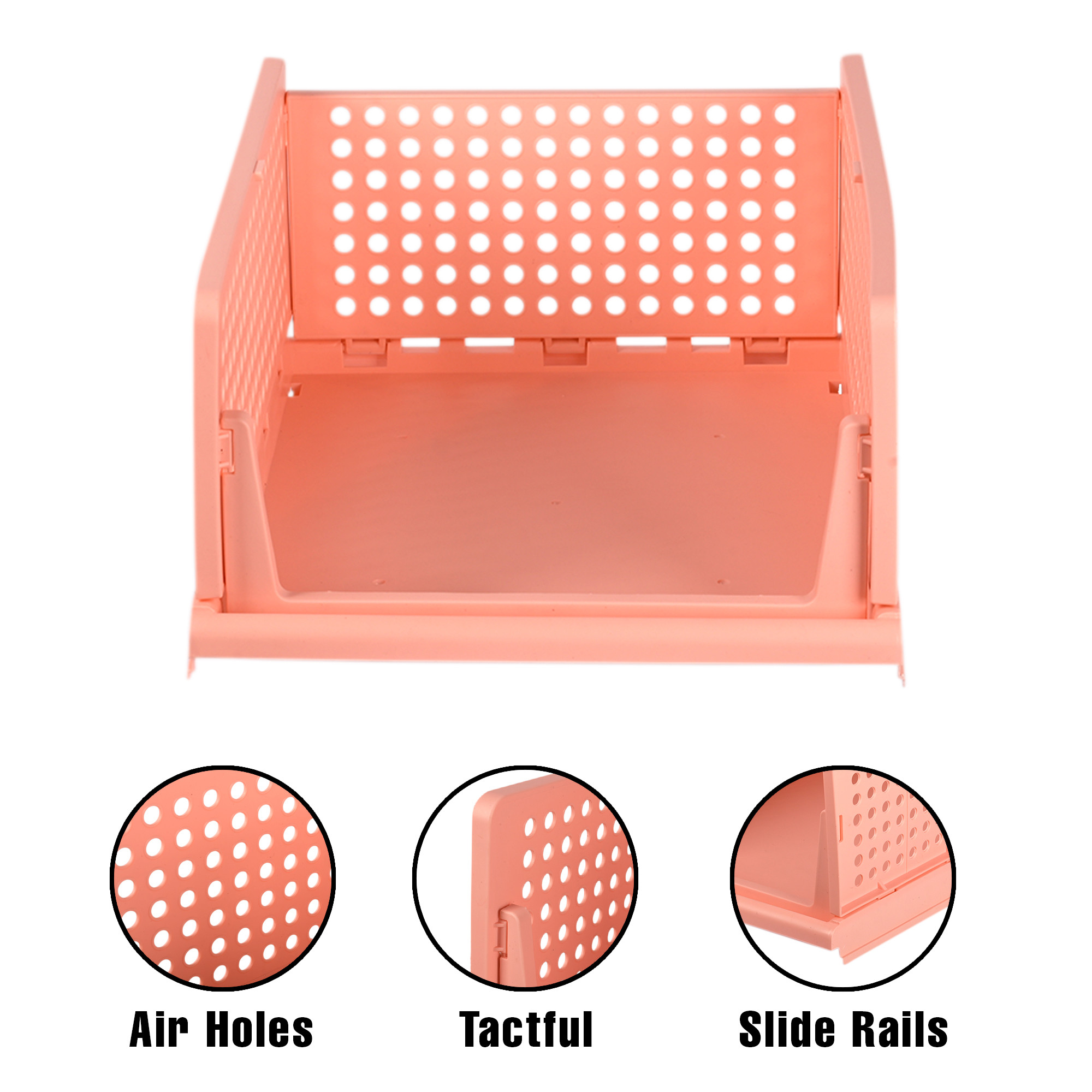 Kuber Industries    Office Desk Organizers  Plastic Makeup Cosmetic Storage Box  Drawers for Dressing Table  Organizers for Bathroom Countertop  Holder for Brushes Lotions  Coral Pink