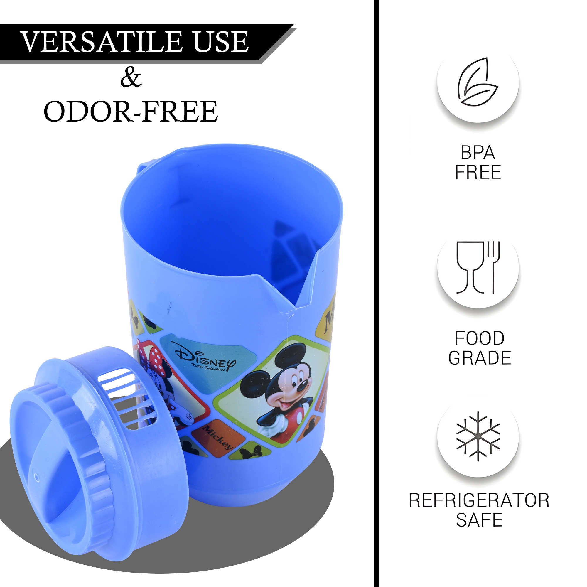 Kuber Industries    Water Jug  2 LTR  Plastic Jug for Water  Check Disney  Water Dispenser  Juice Jug for Dining Table  Water Jug for Hotels  Restaurants  BPA-Free  Blue