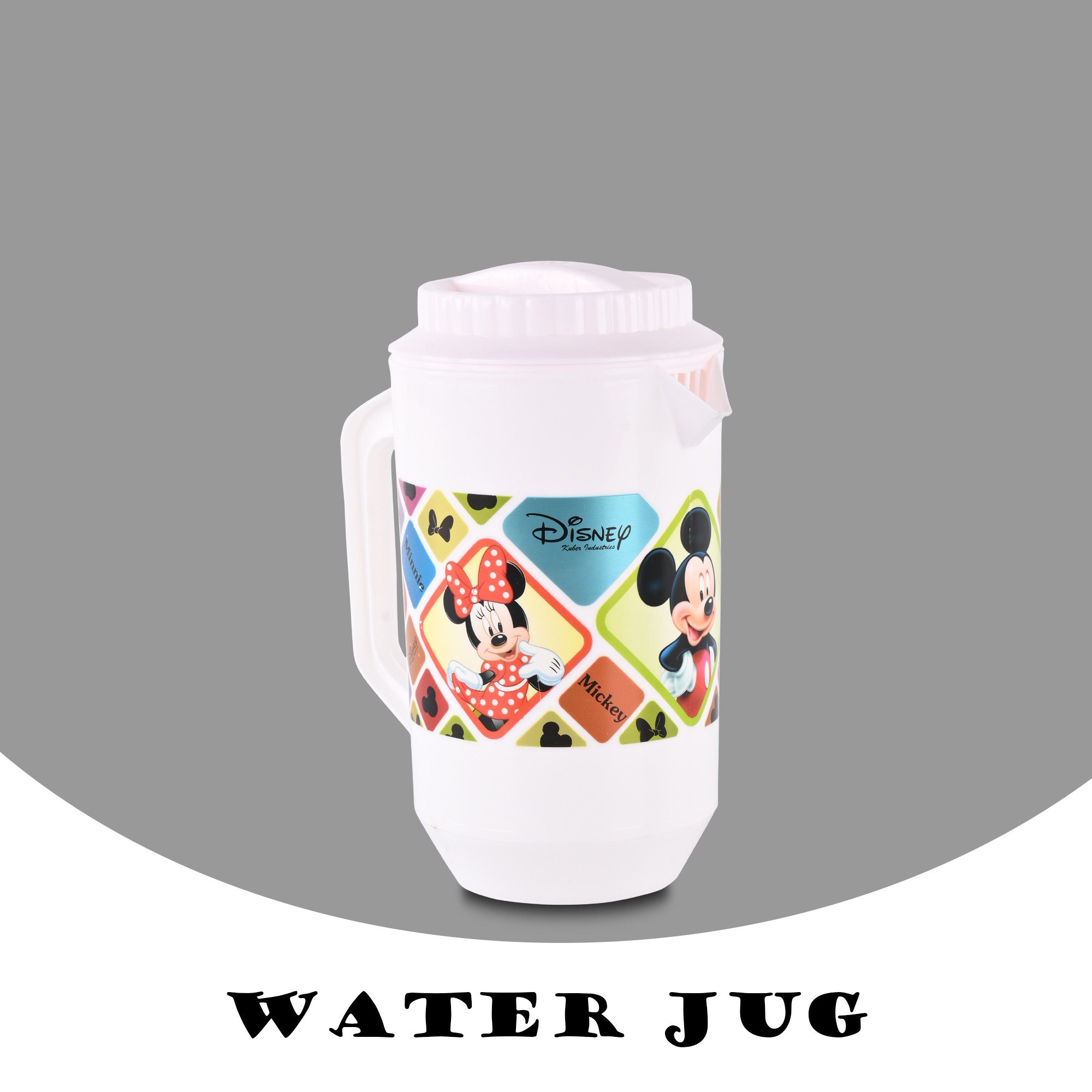 Kuber Industries    Water Jug  2 LTR  Plastic Jug for Water  Check Disney  Water Dispenser  Juice Jug for Dining Table  Water Jug for Hotels  Restaurants  BPA-Free  White